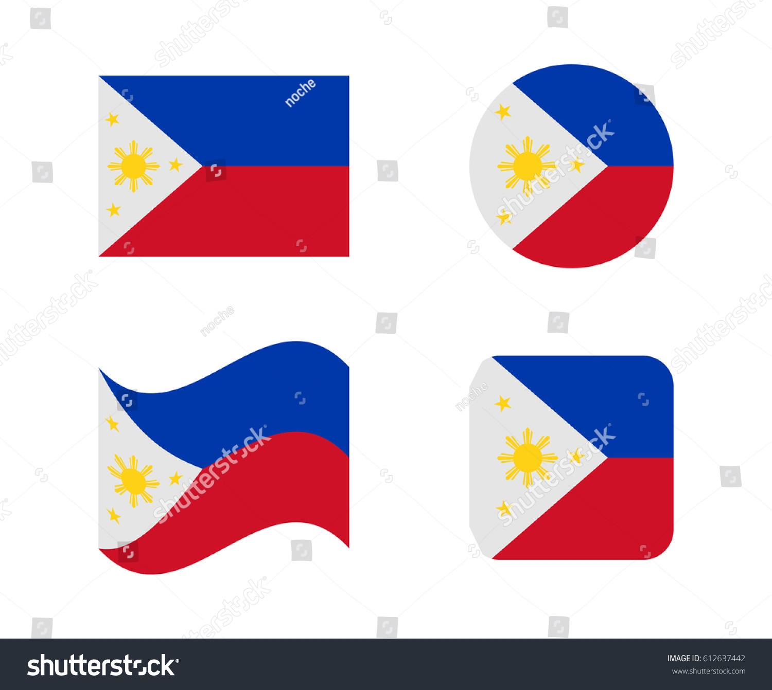 Set Flags Philippines Stock Vector Royalty Free