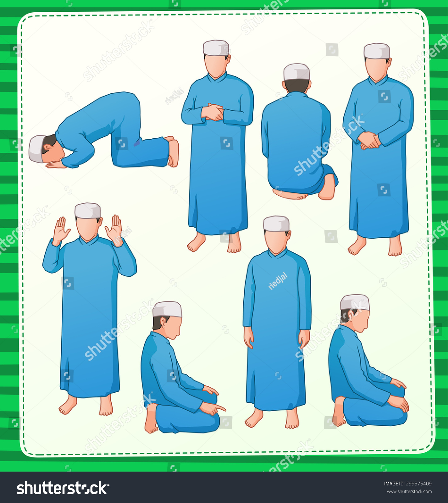 Set Illustration Of Muslim Praying Position - 299575409 : Shutterstock