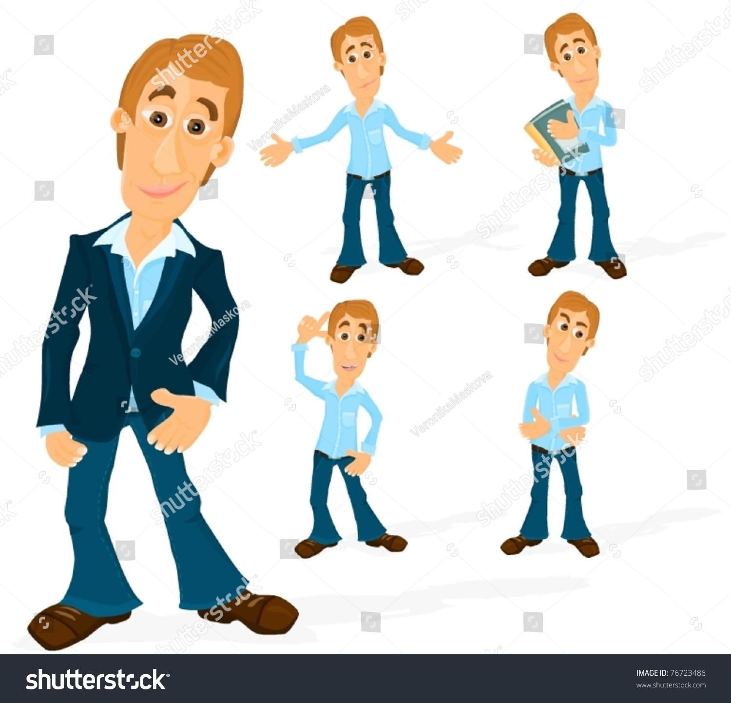 Set Of A Various Poses Of A Man B Stock Vector Illustration 76723486 ...