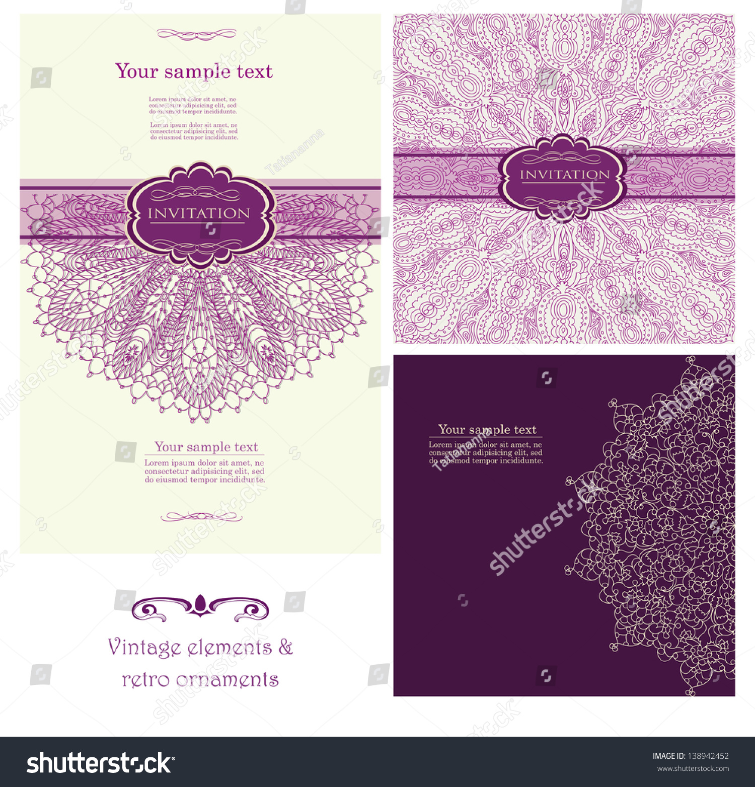 Set Of Background For Invitation Card Vector Eps 10 - 138942452