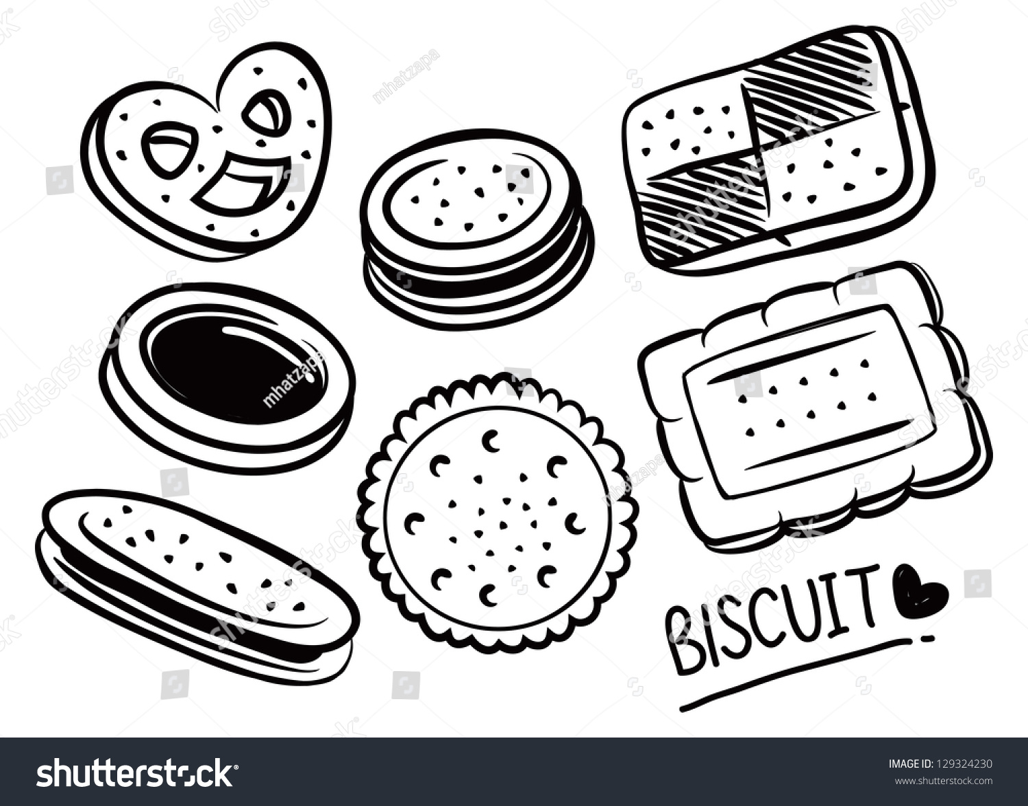 Set Biscuit Doodle Stock Vector 129324230 Shutterstock