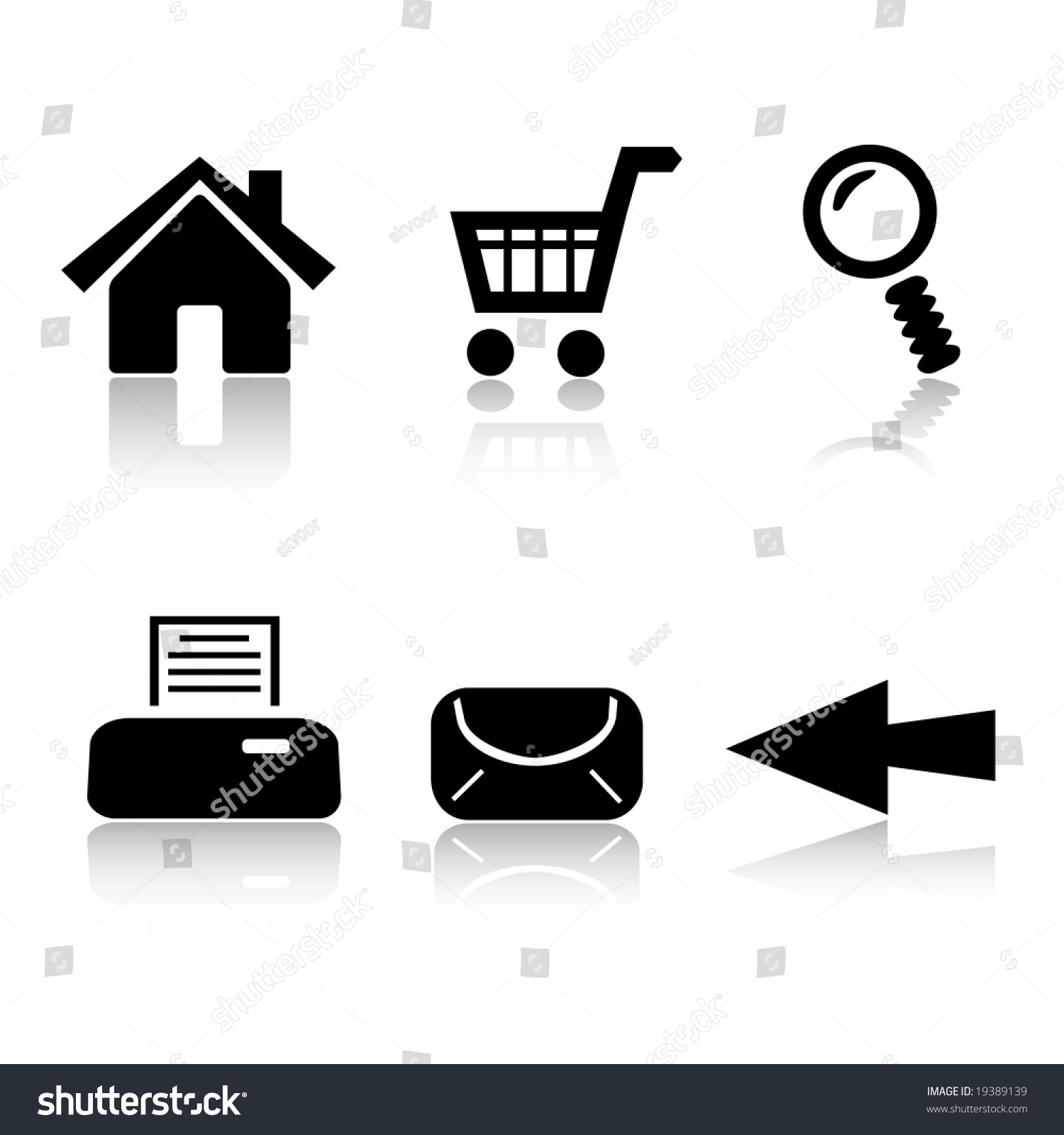 Set Of 6 Black And White Icons Stock Vector Illustration 19389139