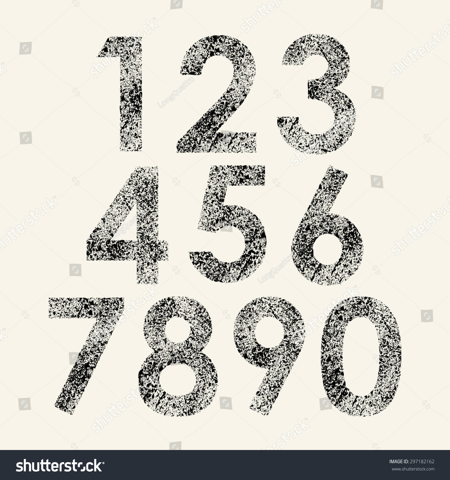 Set Of Black Grunge Numbers Isolated On White Background Eps10 Stock