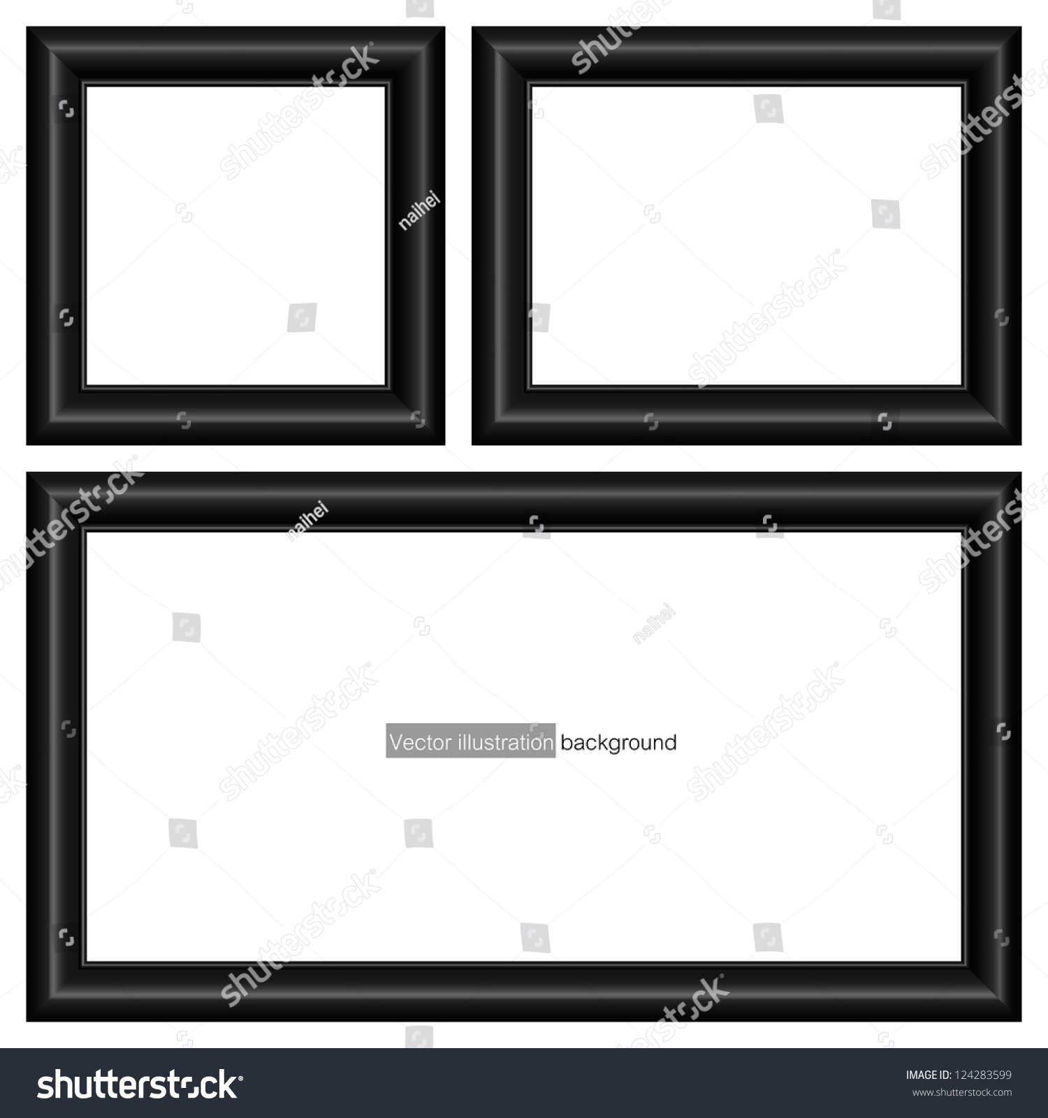 Set Black Photo Frames Isolated On Stock Vector 124283599 - Shutterstock