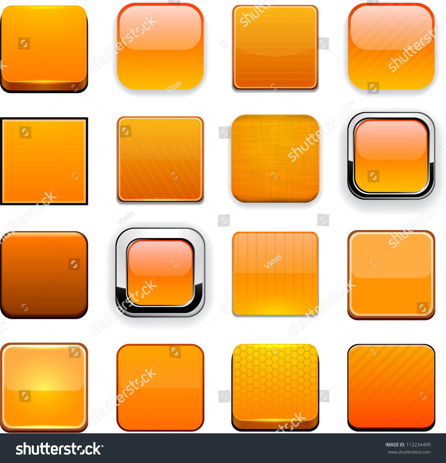 Set Of Blank Orange Buttons For Website Or App Vector Eps10