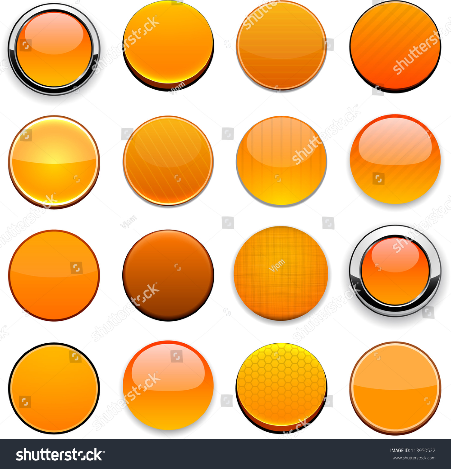 Set Of Blank Orange Buttons For Website Or App Vector Eps10