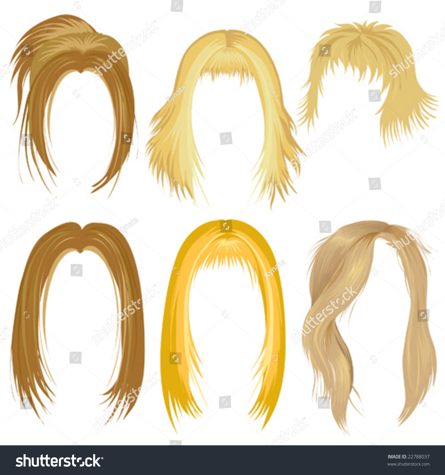 Set Of Blond Hair Styling Stock Vector Illustration 22788037 : Shutterstock