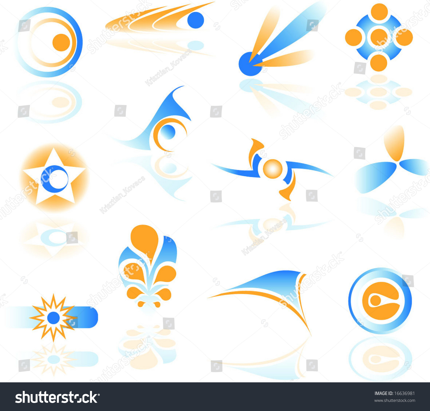 Set Of Blue And Orange Logos Stock Vector Illustration 16636981