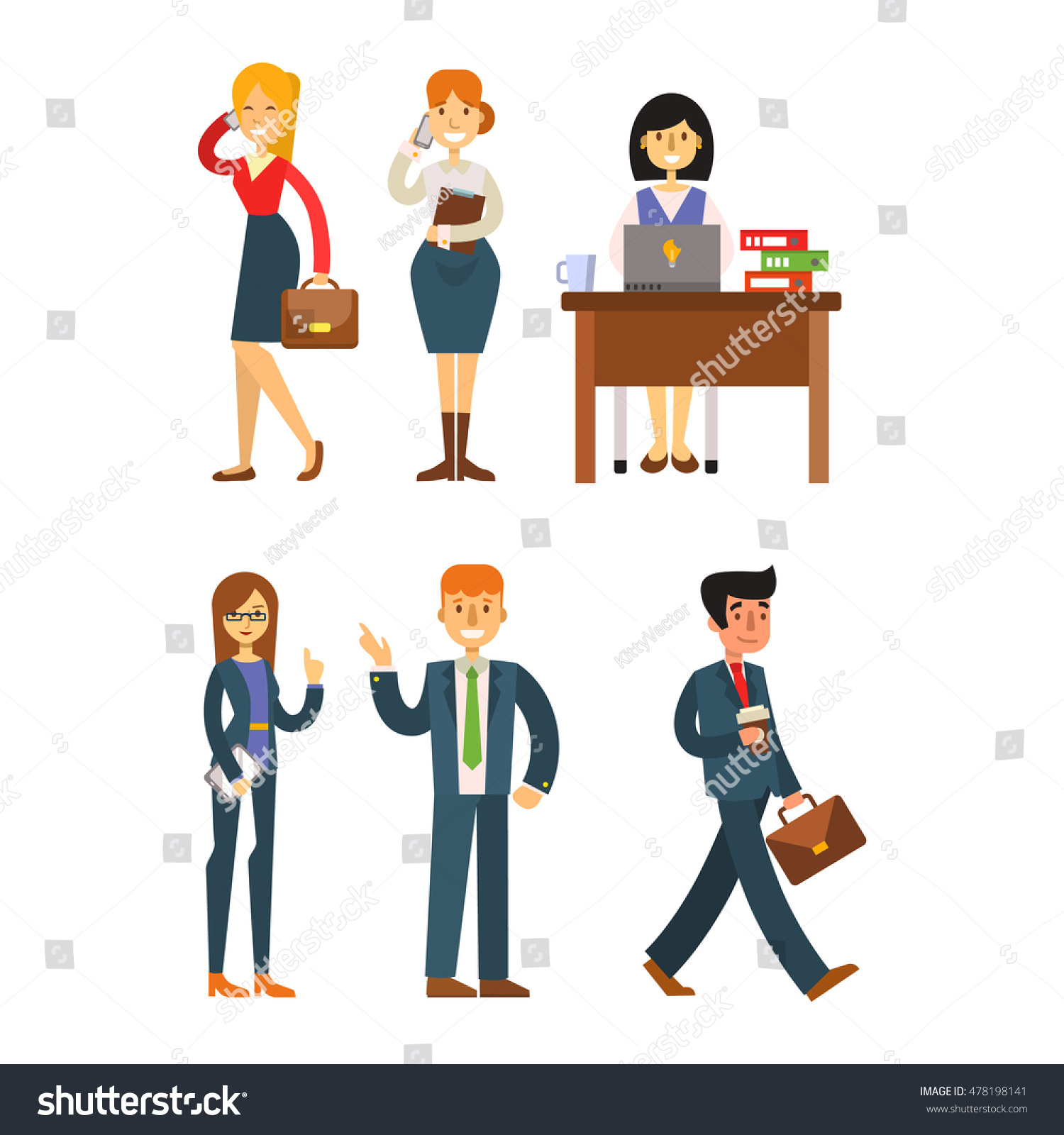 Set Of Business People Isolated On White Stock Vector Illustration