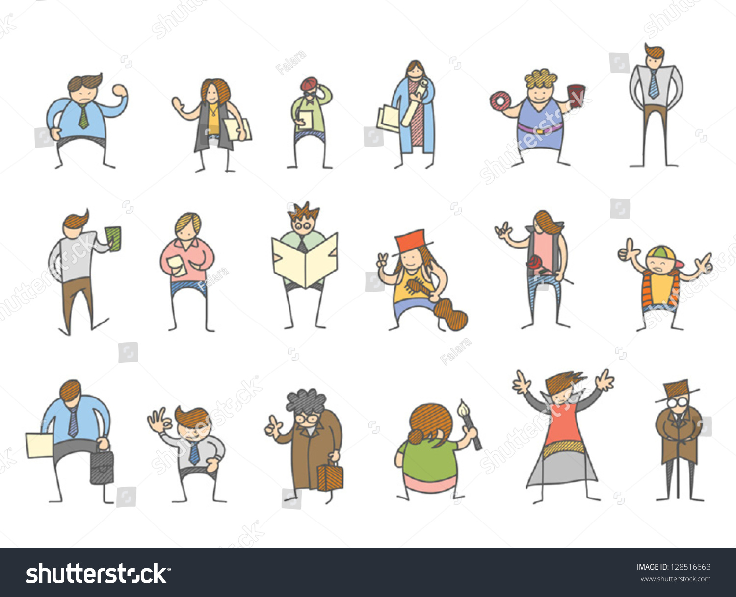 Set Of Cartoon Character Various Poses Stock Vector Illustration