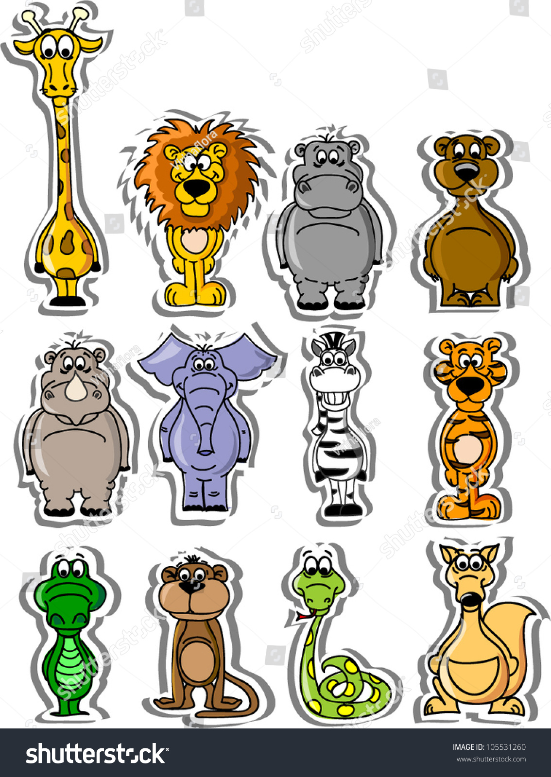 Set Of Cartoon Vector Animals - 105531260 : Shutterstock