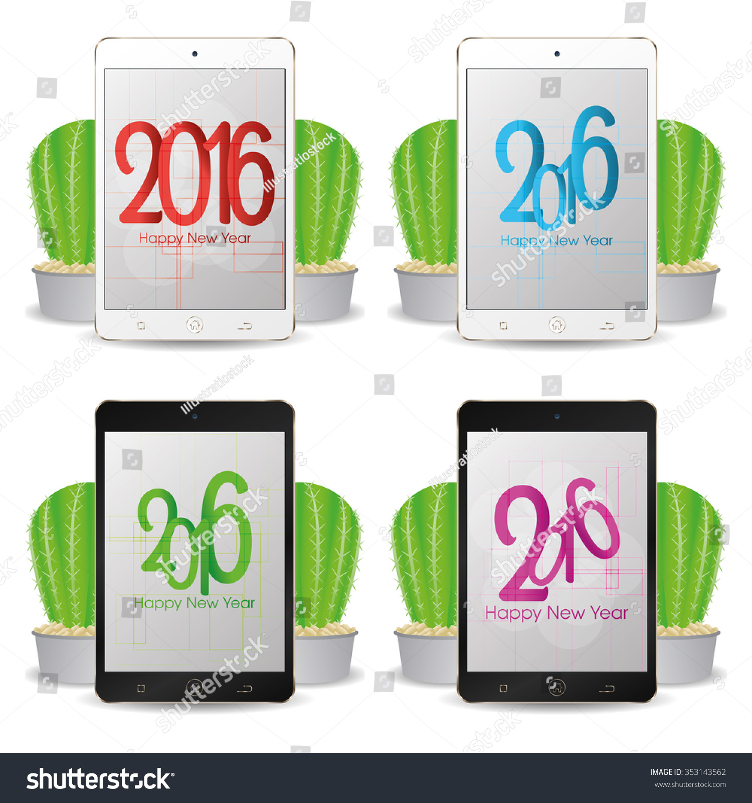Set of cellphones with new year screensavers Set of cellphones with new year screensavers