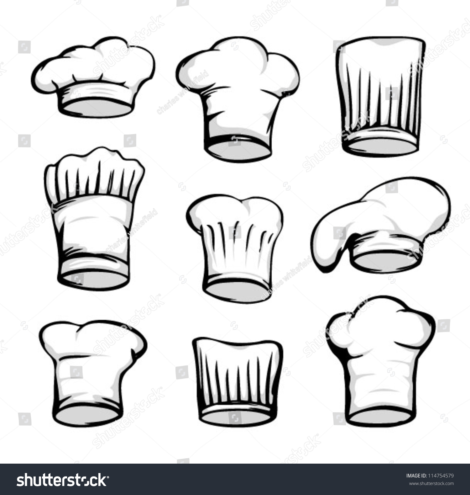 Set Chef Hats White Chef Hat Stock Vector 114754579 - Shutterstock