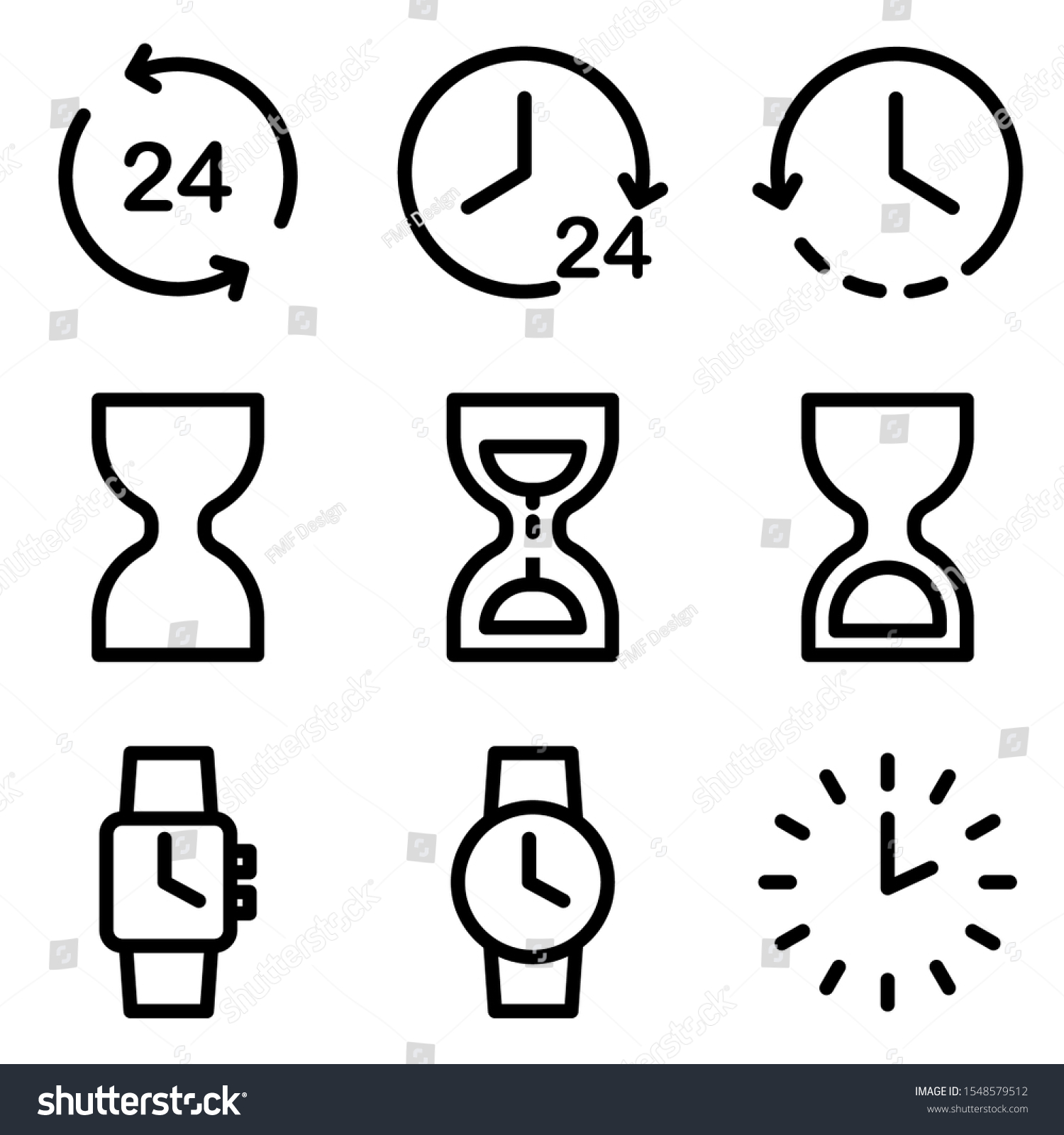 Set Clock Icon Symbol Time Trendy Stock Vector Royalty Free