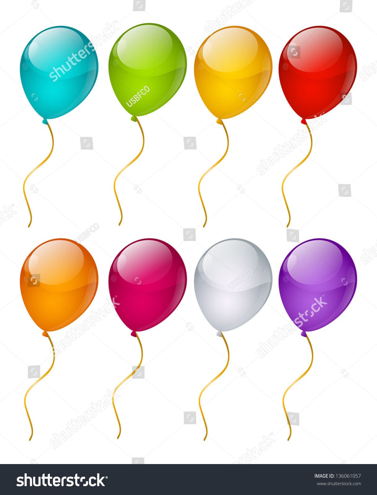 Set Of Color Glossy Balloons Stock Vector Shutterstock