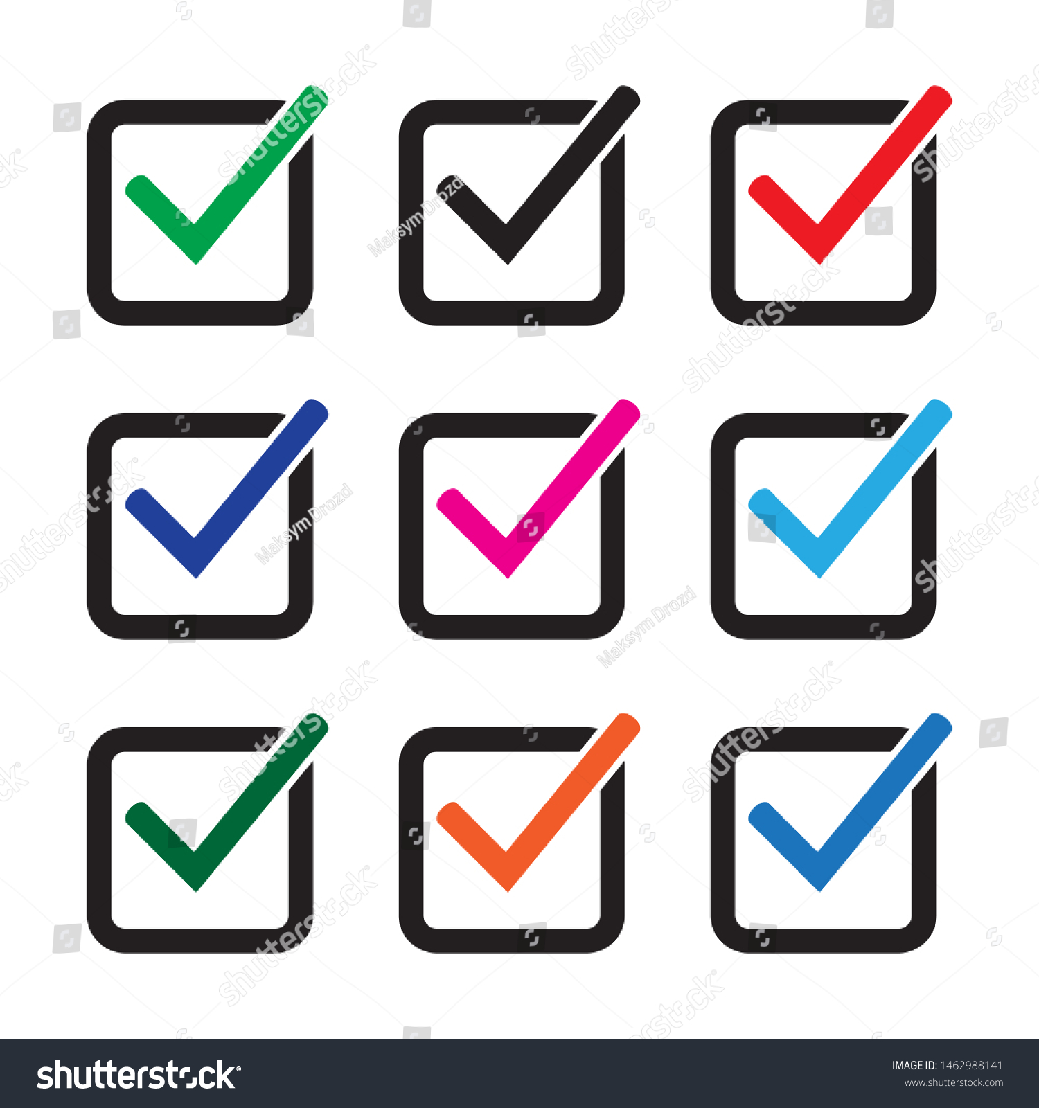 Set Colored Check Mark Icons Tick 库存矢量图免版税1462988141 Shutterstock