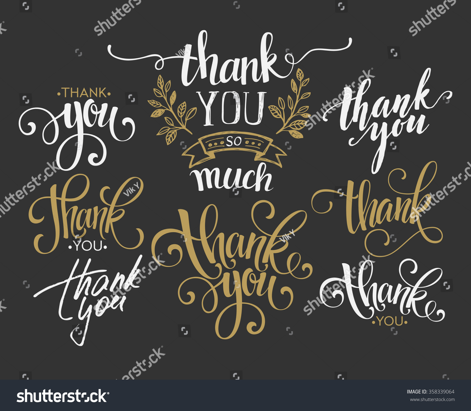 Set Of Custom Thank You Hand Lettering Vector Illustration 358339064 Shutterstock 4135