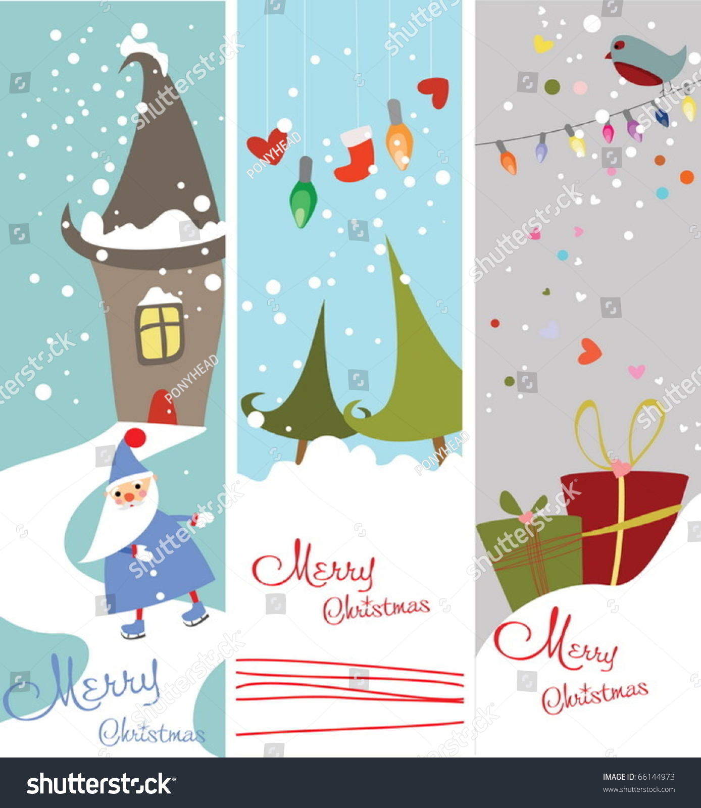 Set Of Cute Christmas Banners Stock Vector Illustration 66144973