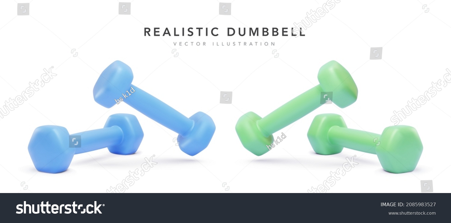 Set D Realistic Colour Dumbbells Isolated Stock Vector Royalty Free