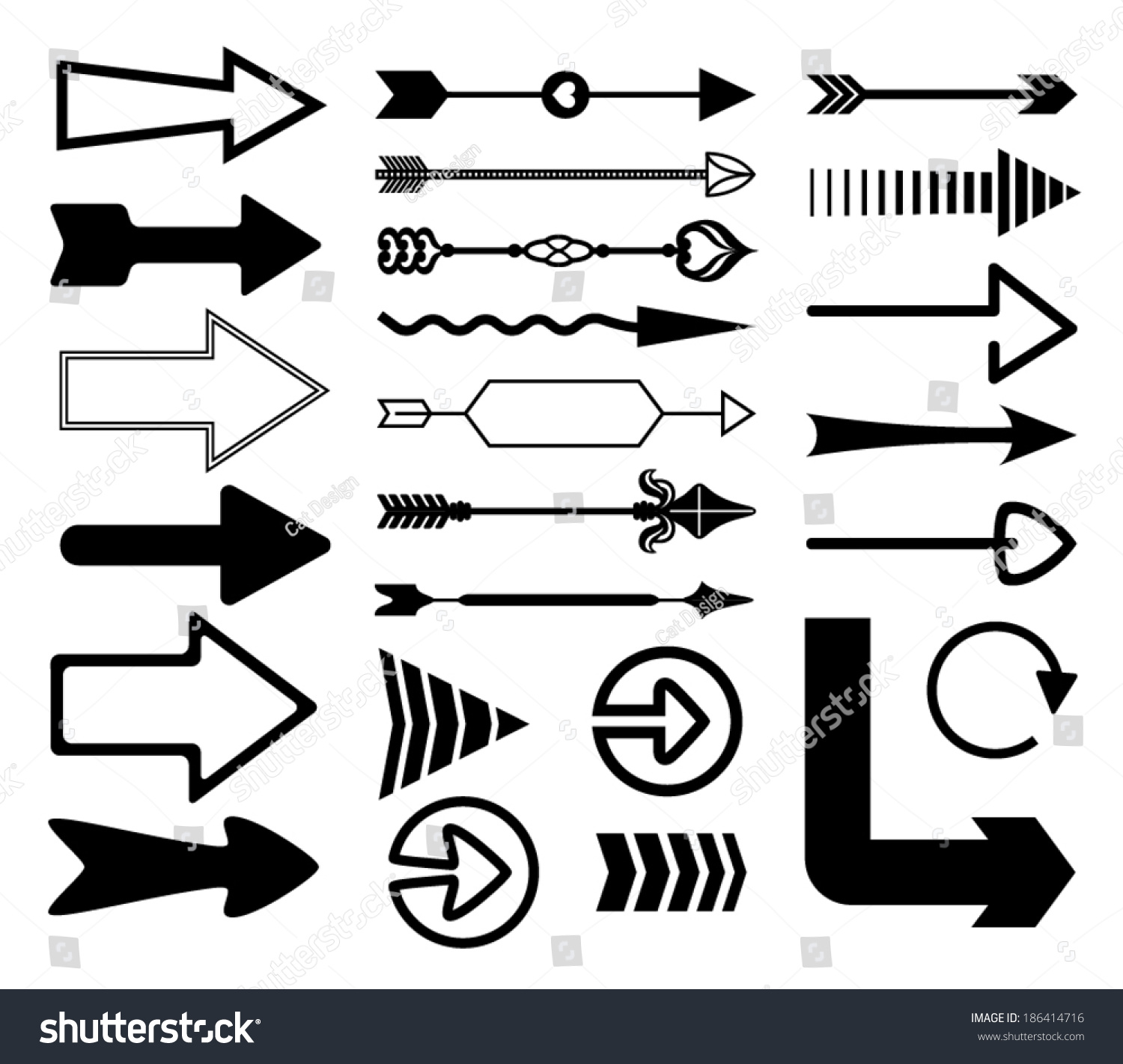 Set Of Decorative Arrows. Vector Illustration. - 186414716 ...