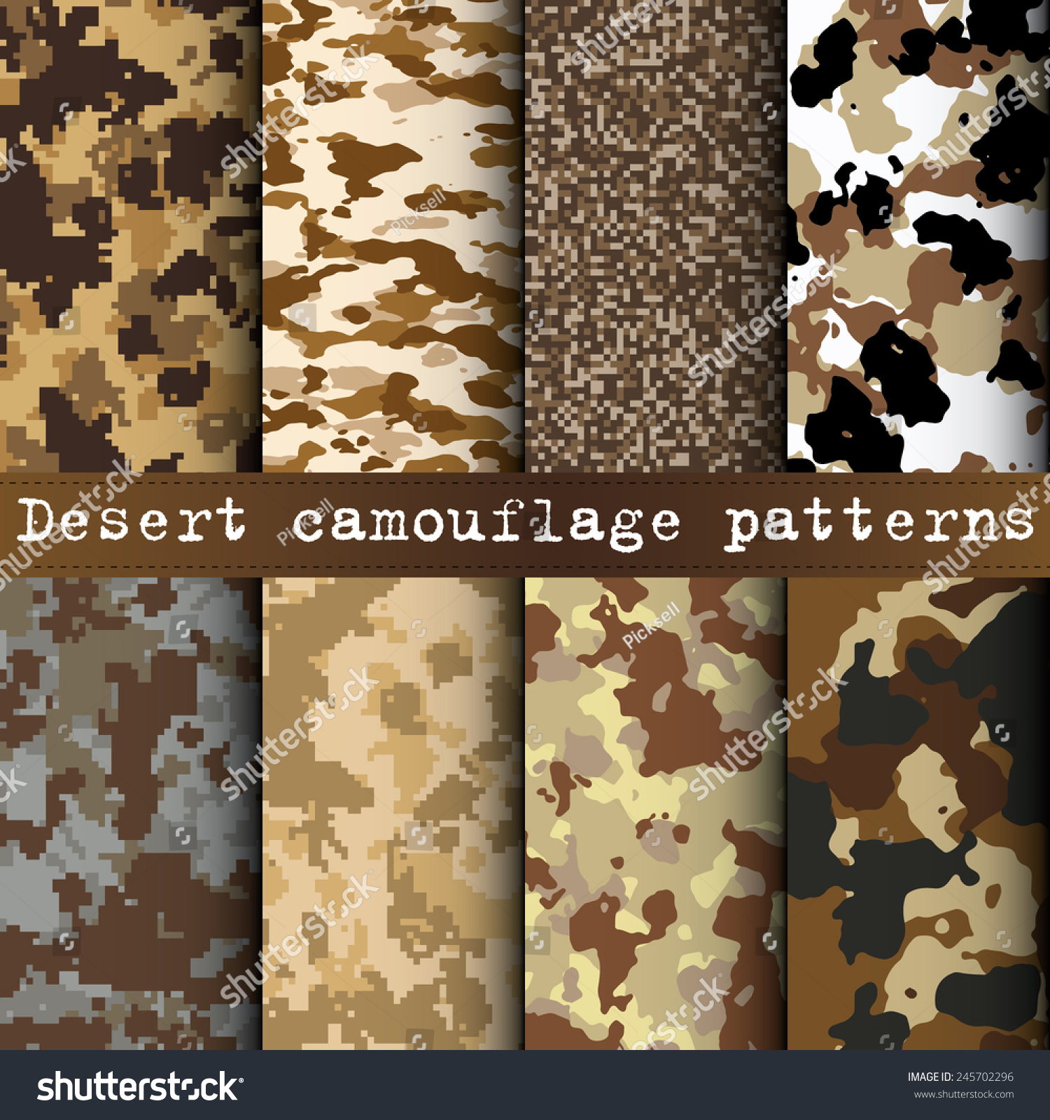 Set Of 8 Desert Camouflage Patterns Vector 245702296 Shutterstock