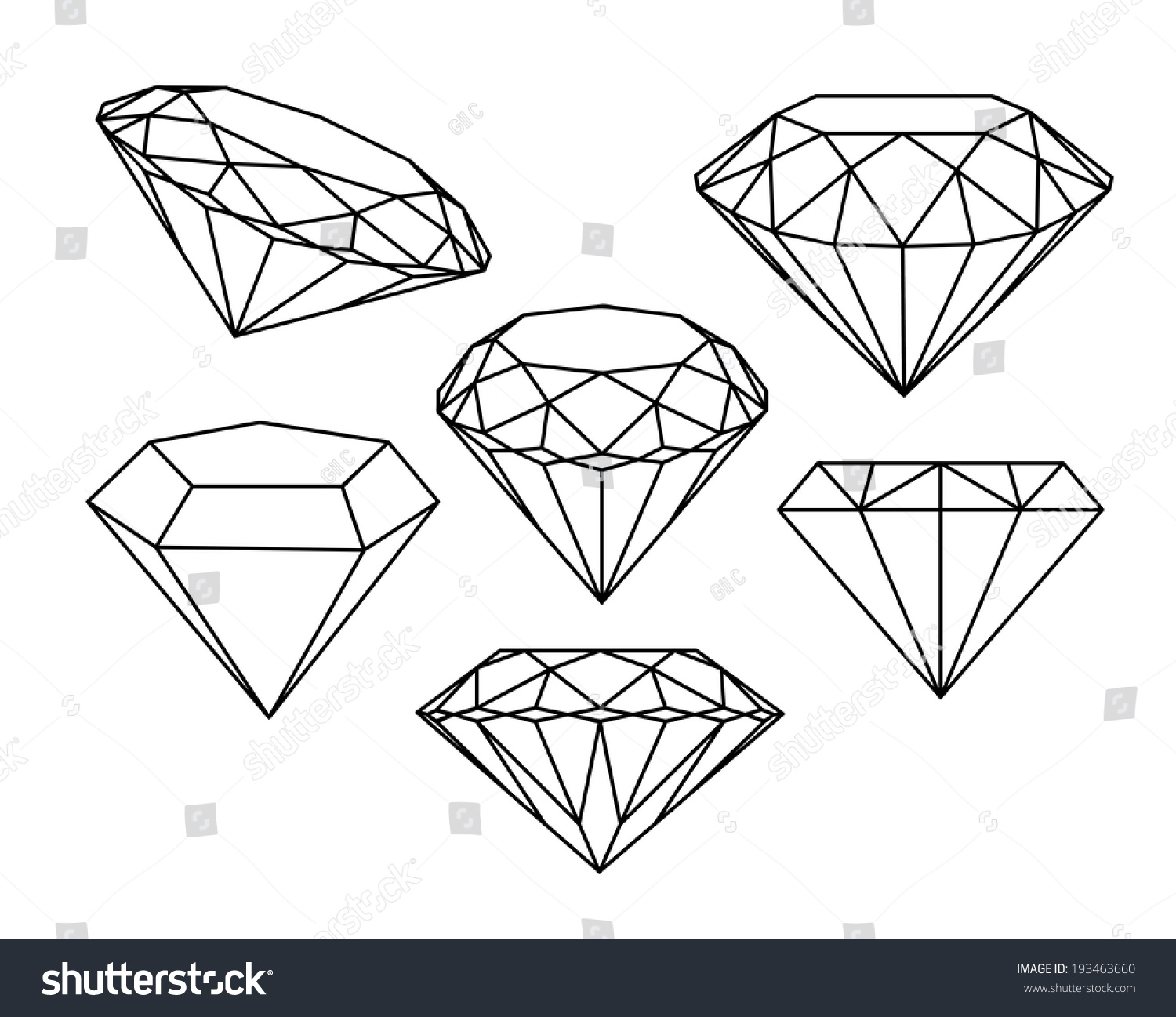 Set Of Diamonds Icons. Vector Illustration. - 193463660 : Shutterstock