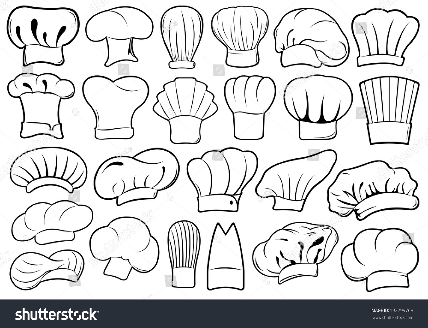 Chefs Hat Drawing Set Of Different Chef Hats Stock Vector Illustration Dekorisori