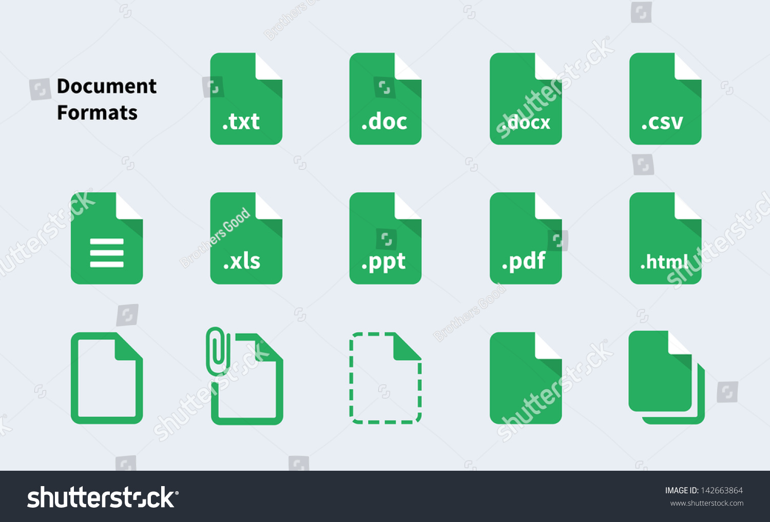 Set Document File Formats Labels Icons Stock Vector Royalty Free