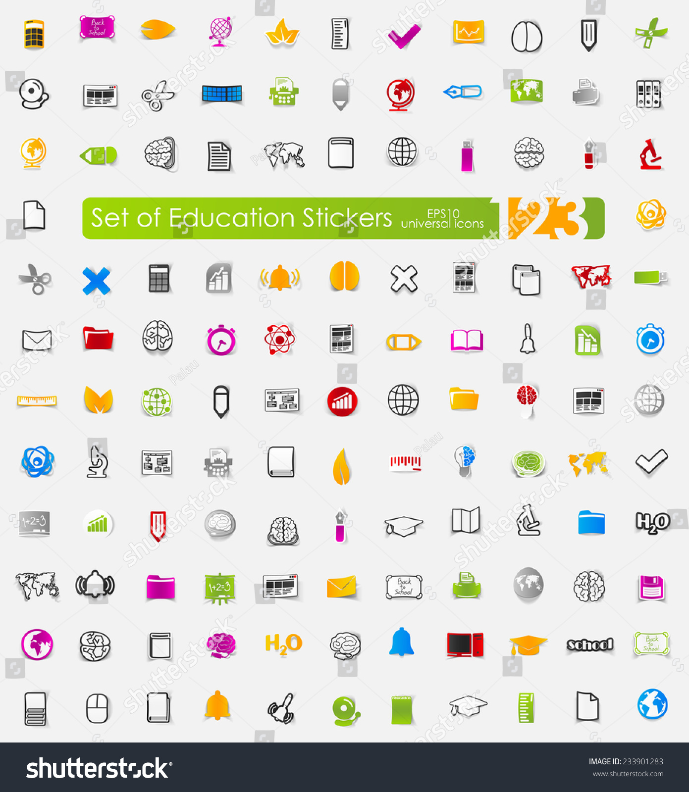 Set of education stickers Set of education stickers