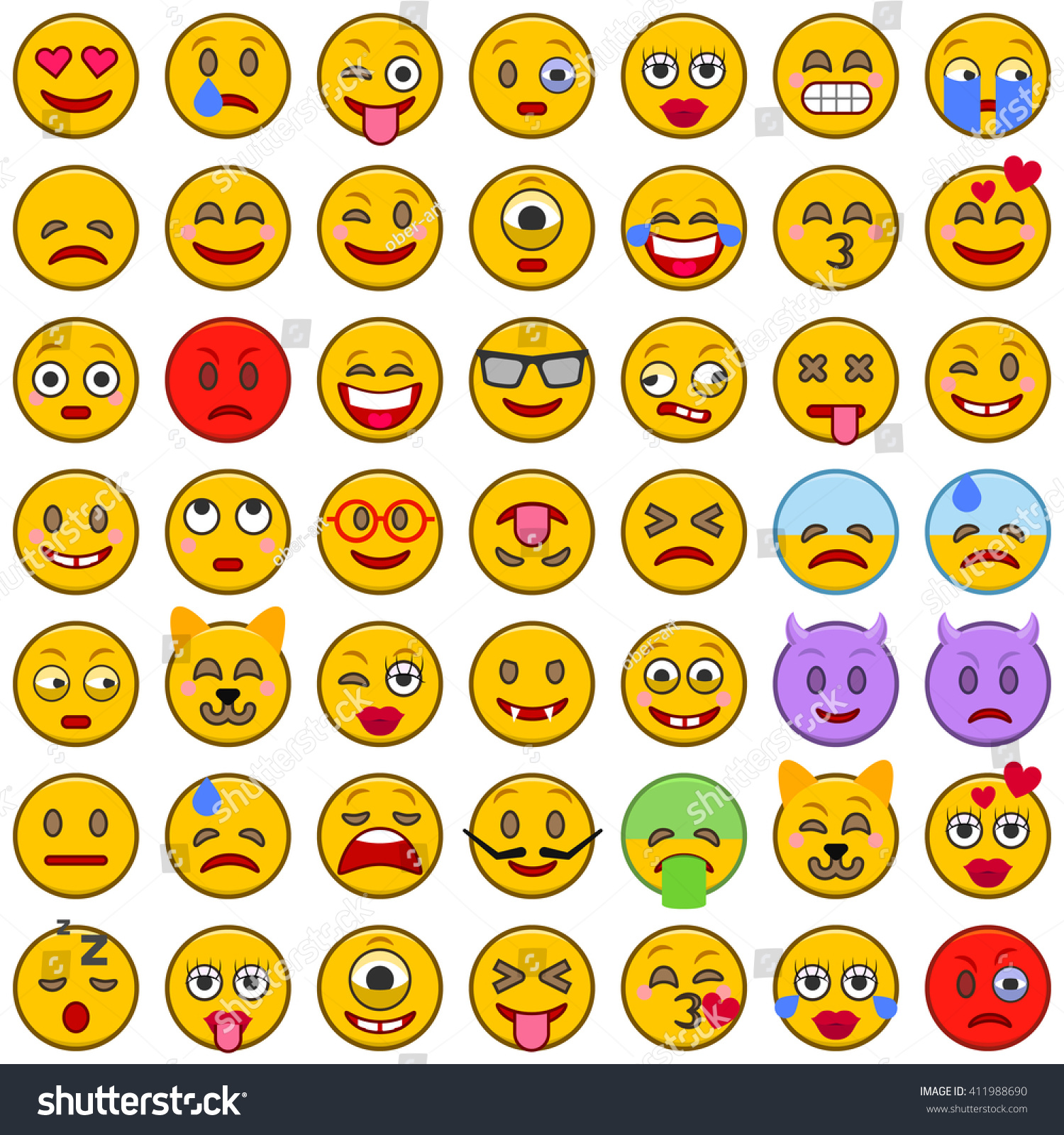 Set Of Emoticons Set Of Emoji Smile Icons Isolated Vector