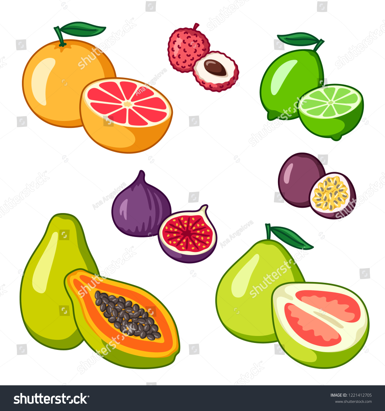 Set Exotic Fruits Clipart Tropical Fruits Vector De Stock Libre De