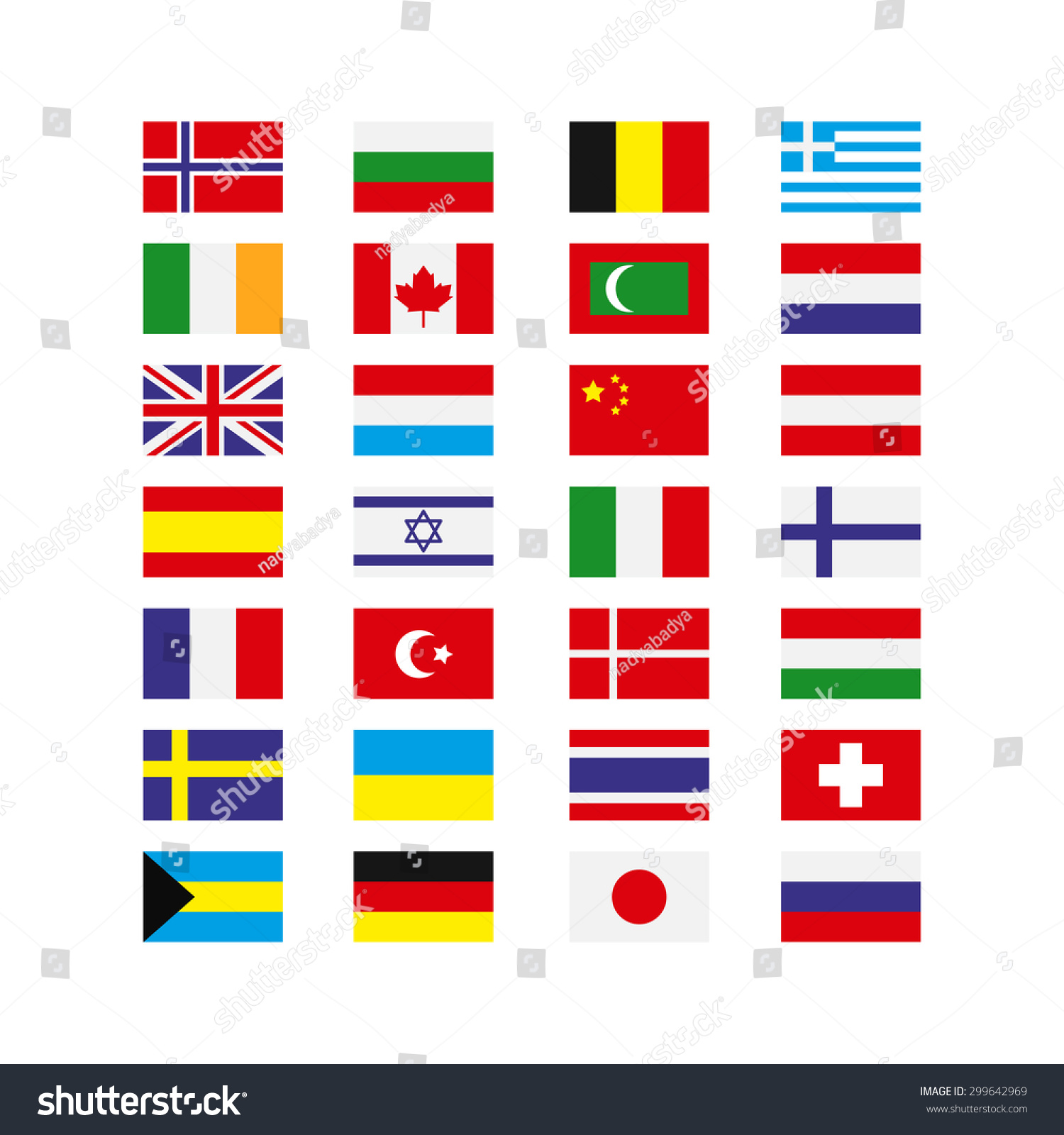 Set Of Flags Of The World. Simple Vector Flags Of The Countries