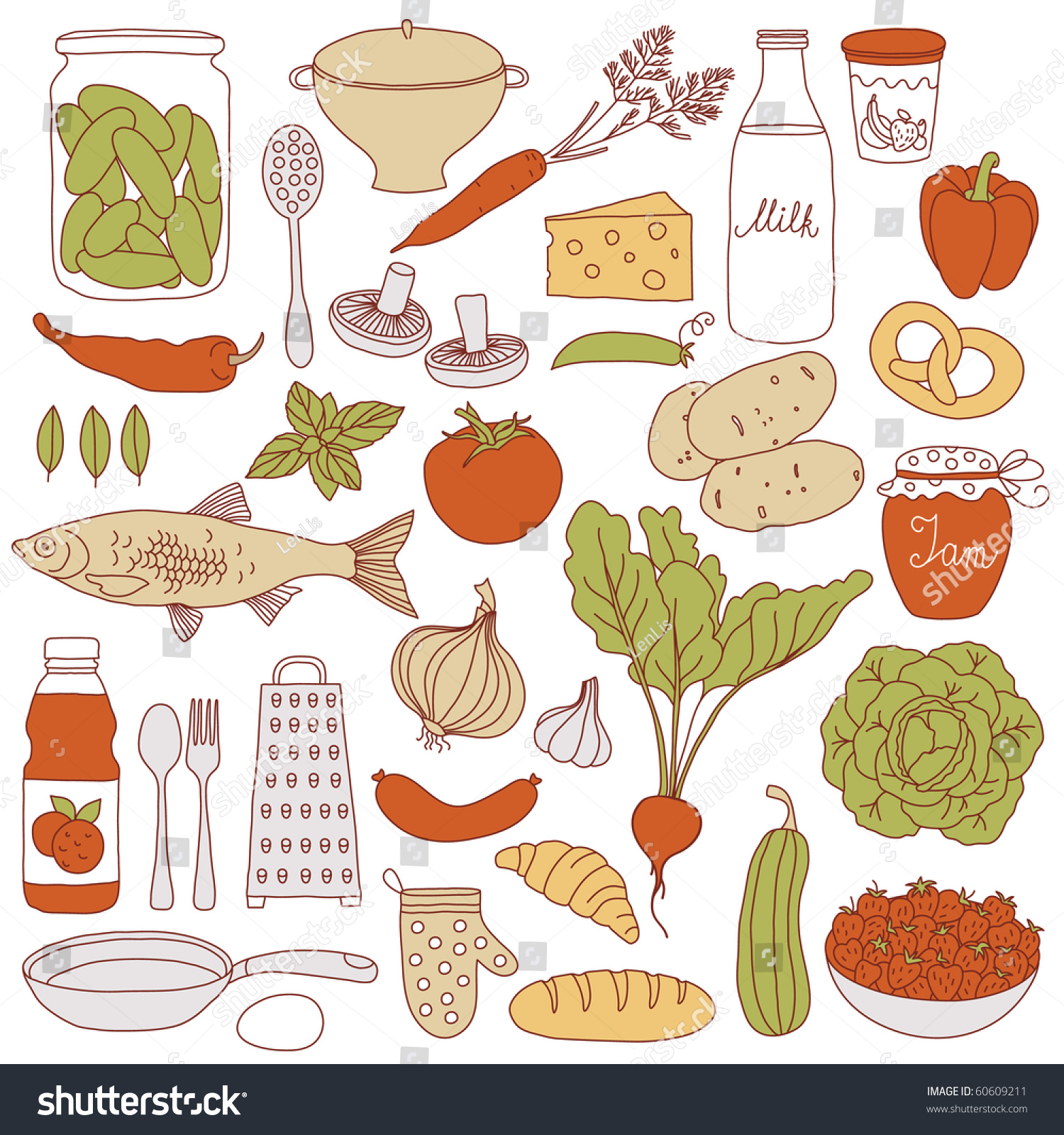 Set Of Food, Vector Illustration - 60609211 : Shutterstock