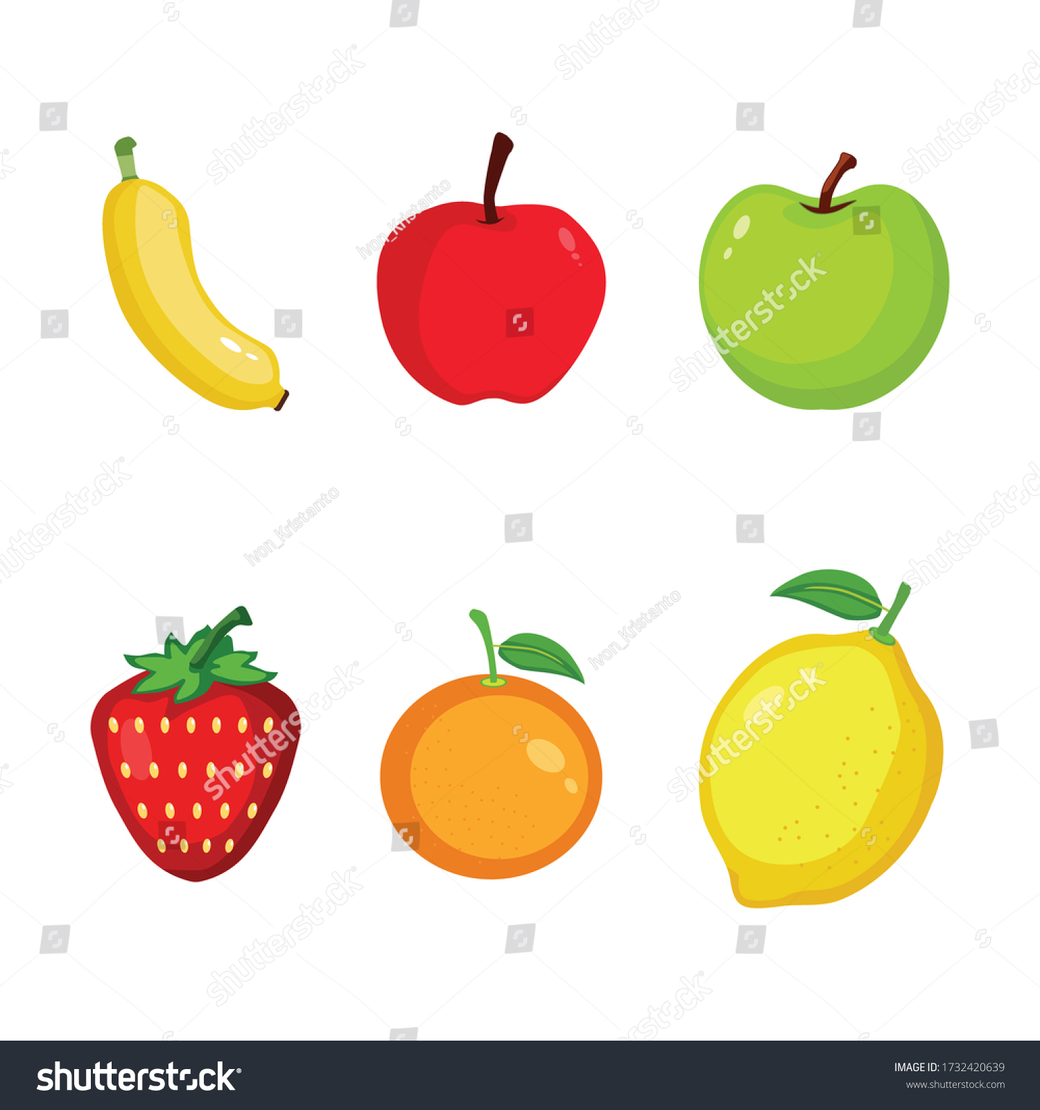 Set Fresh Fruits Vector Stock Vector Royalty Free 1732420639