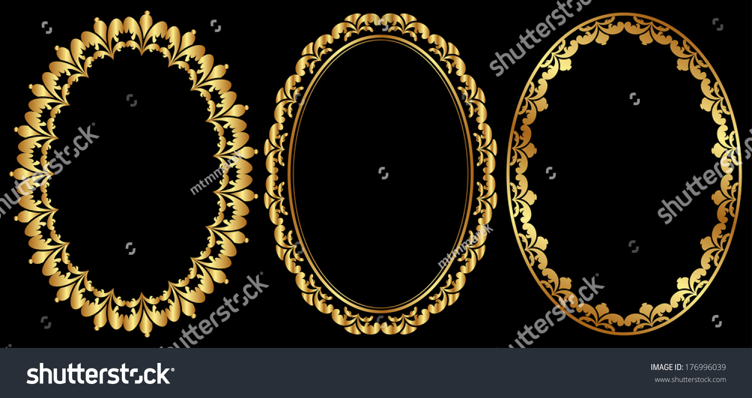 Set Of Gold Oval Frames Stock Vector Shutterstock