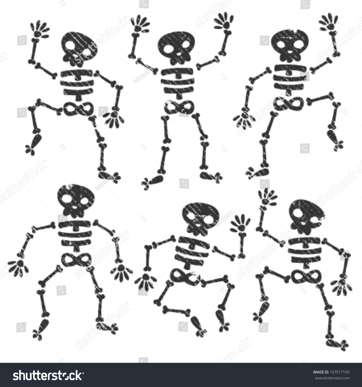 Set Of Grunge Dancing Skeletons Stock Vector Illustration 157517195