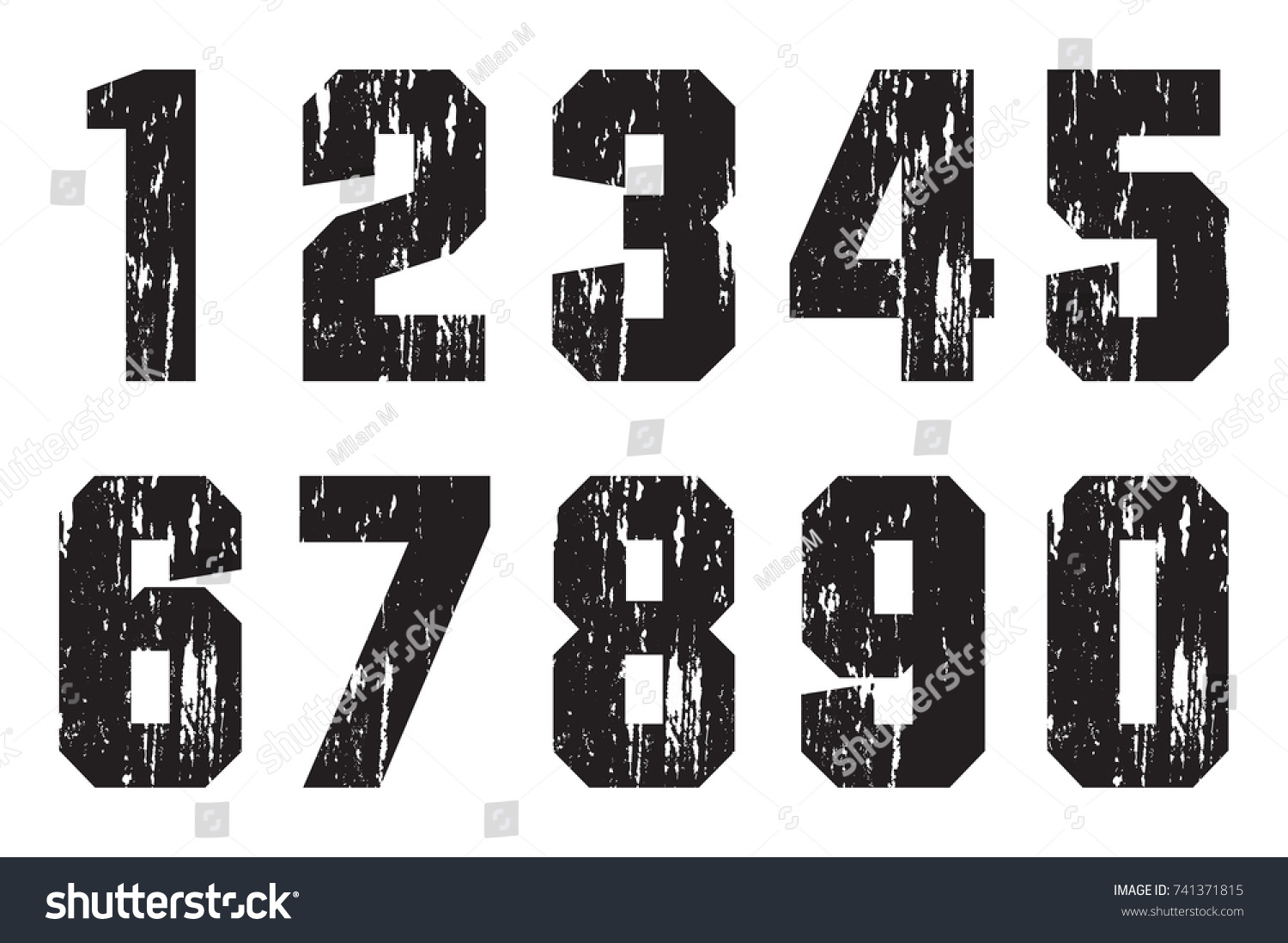 Set Grunge Numbersvector Distressed Numbers Stock Vector Royalty Free