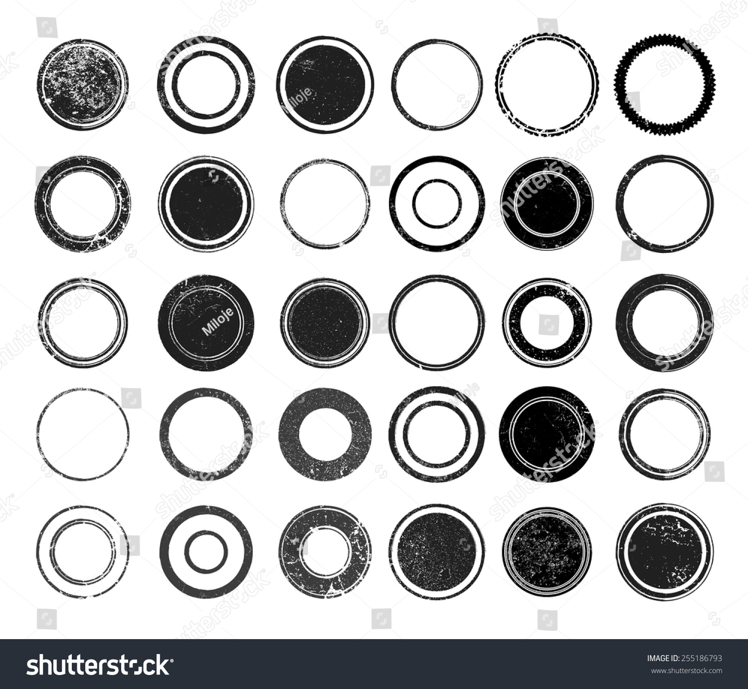 Set Grunge Rubber Circle Stamps Vector Stock Vector 255186793