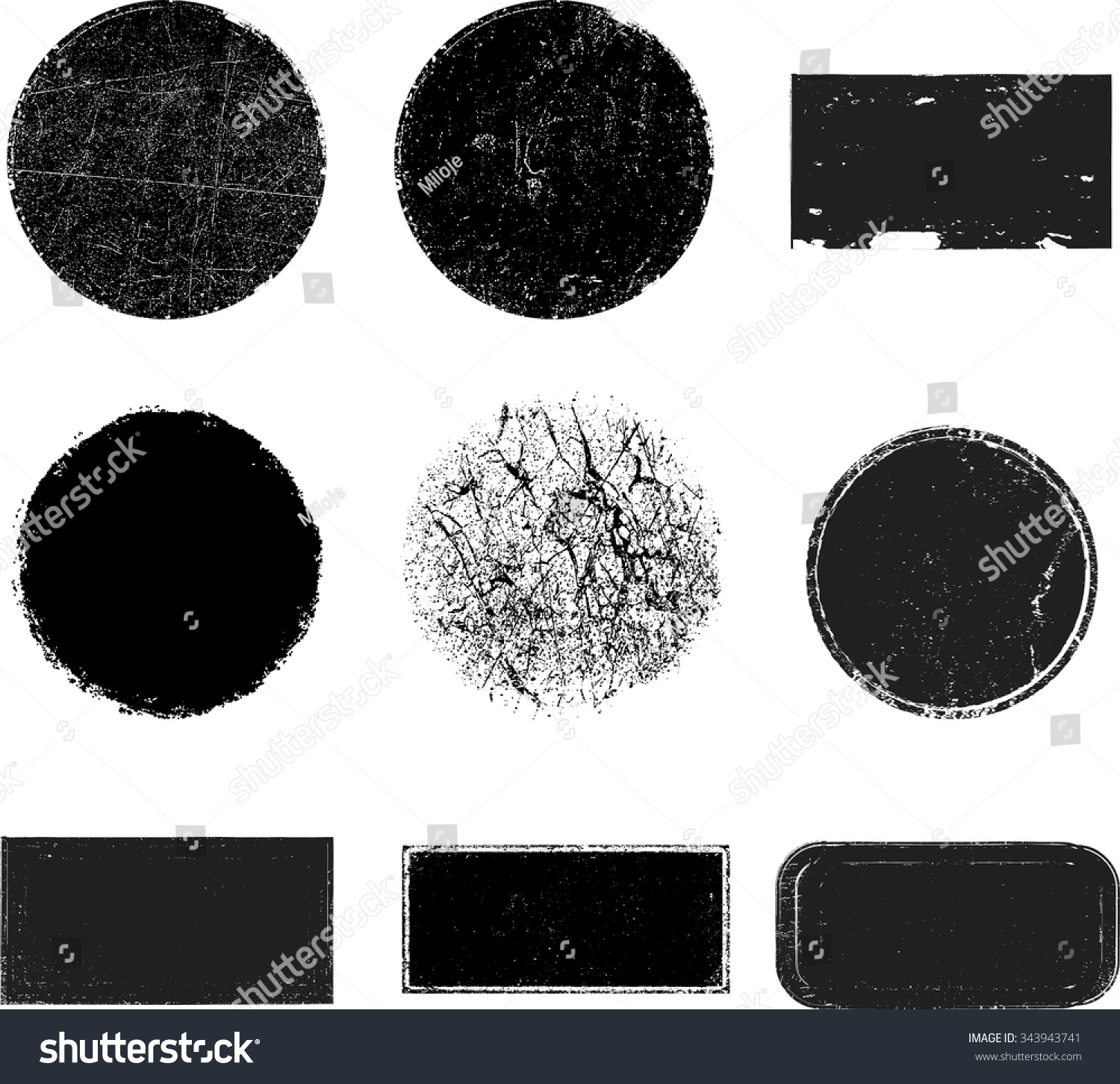 Set Grunge Rubber Texture Stamp Distressed Stock Vector 343943741