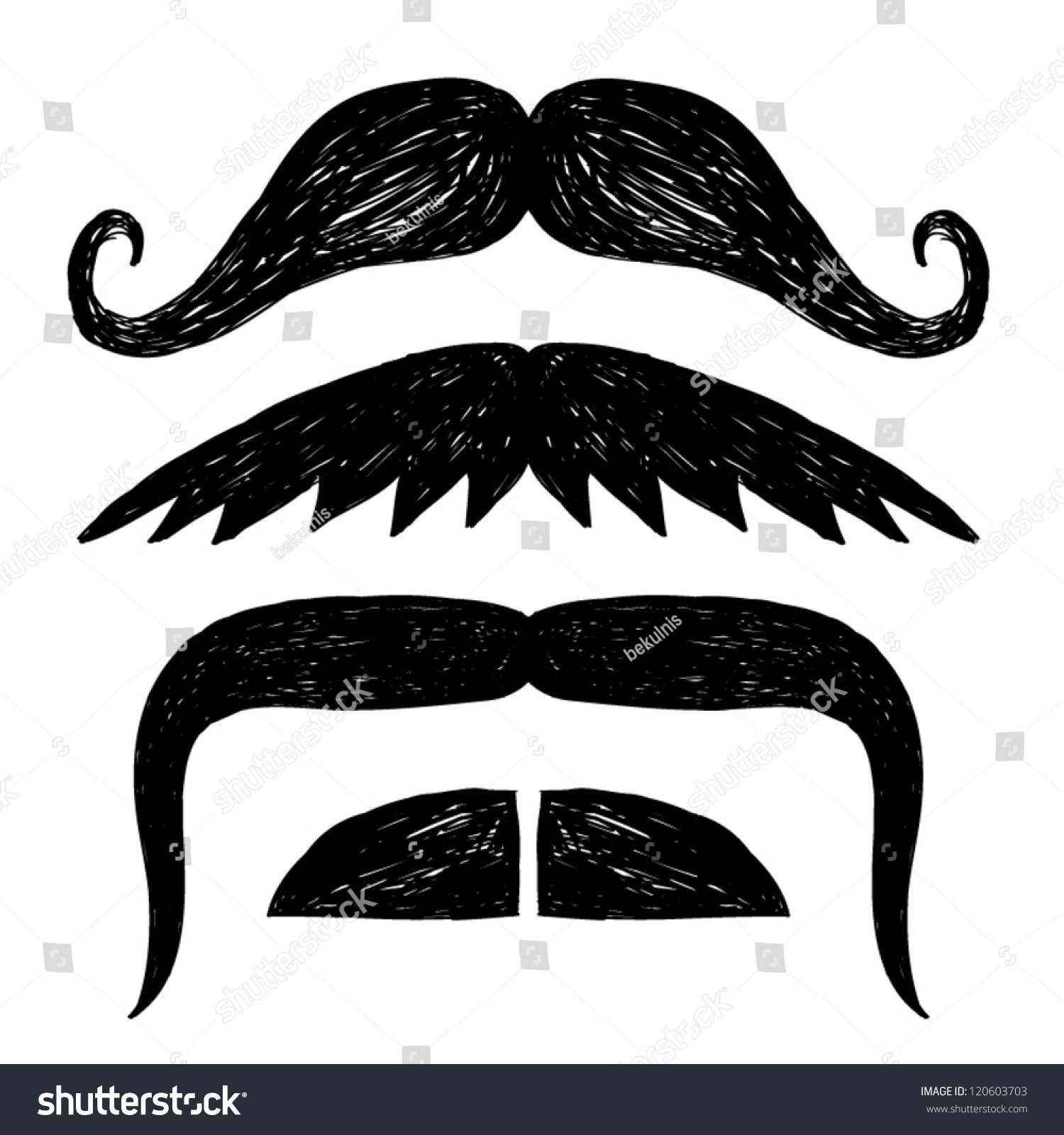 Set Of Hand Drawn Mustache Stock Vector Illustration 120603703