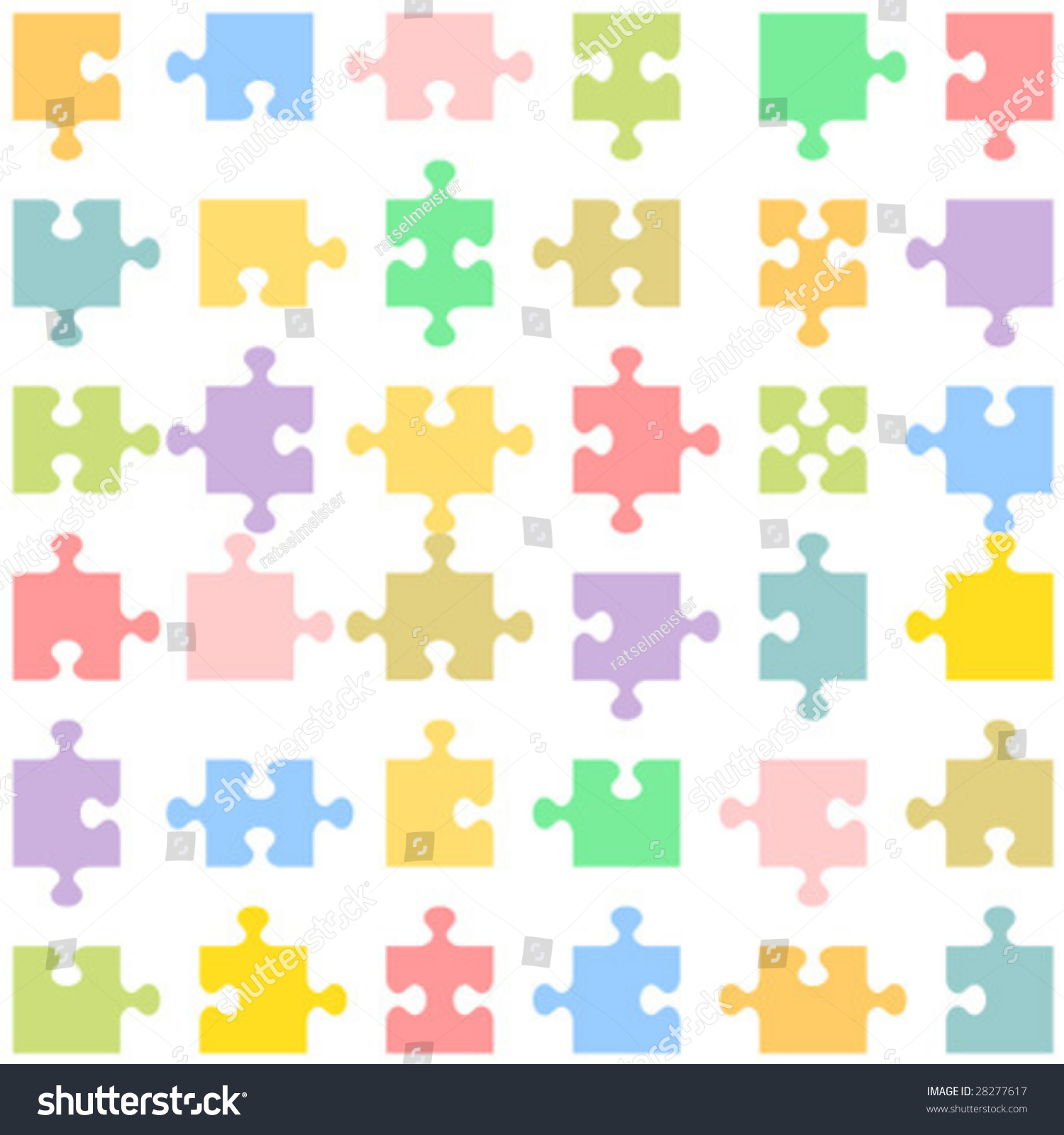 Set Of 36 Jigsaw Puzzle Pieces Of Various Shapes Fitting Each Other