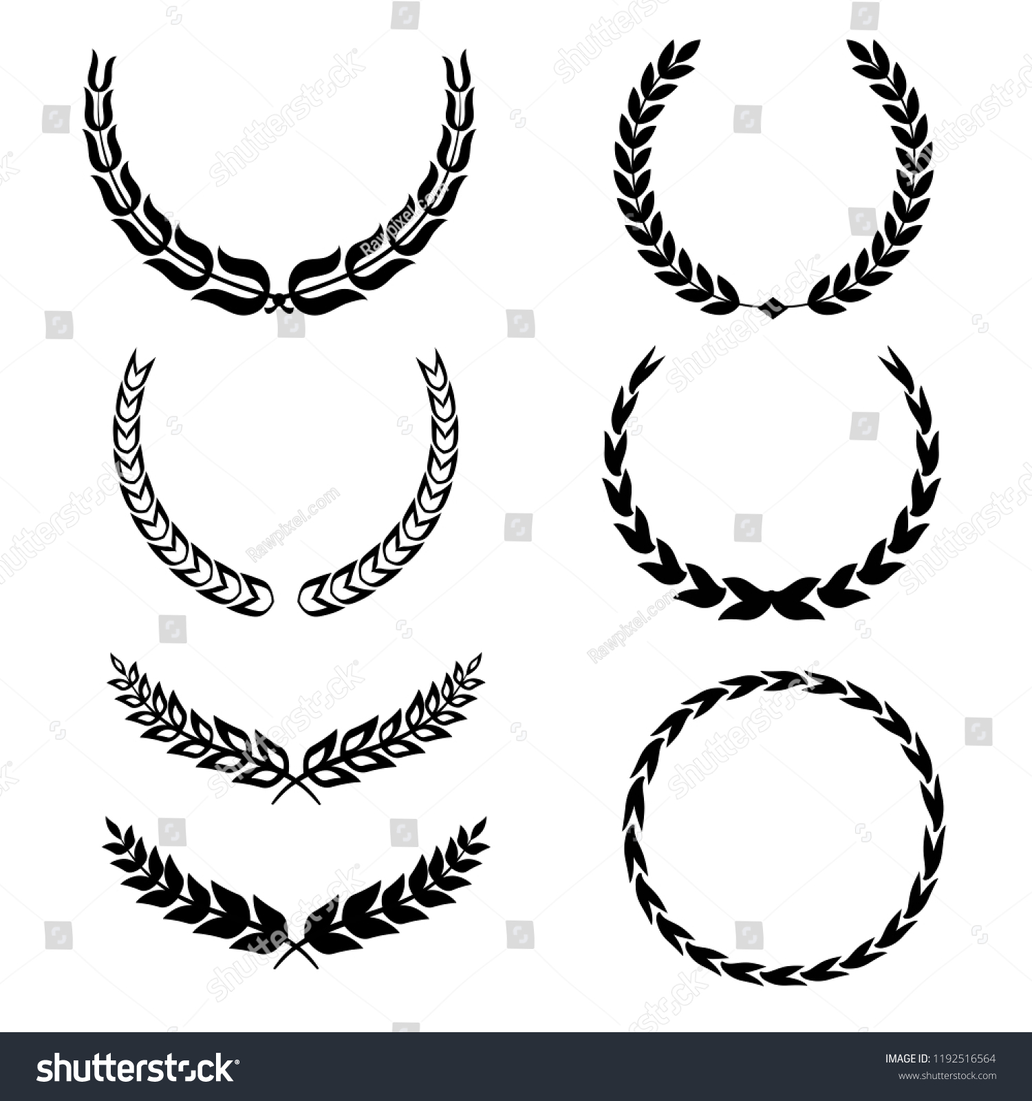 Set Laurel Wreath Illustration Vectors Stock Vector Royalty Free