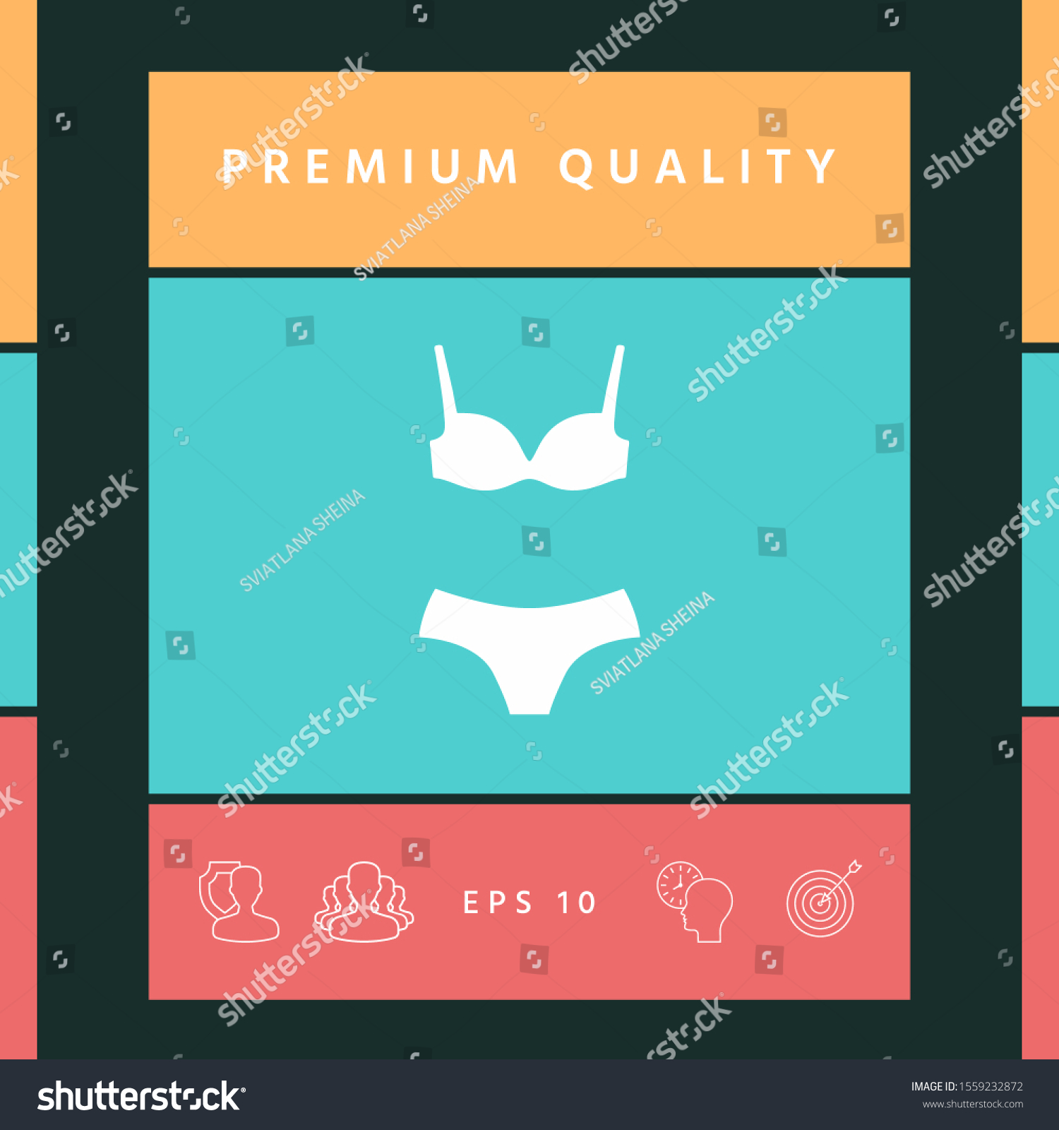 Set Lingerie Swimsuit Twopiece Bikini Silhouette Stock Vector Royalty