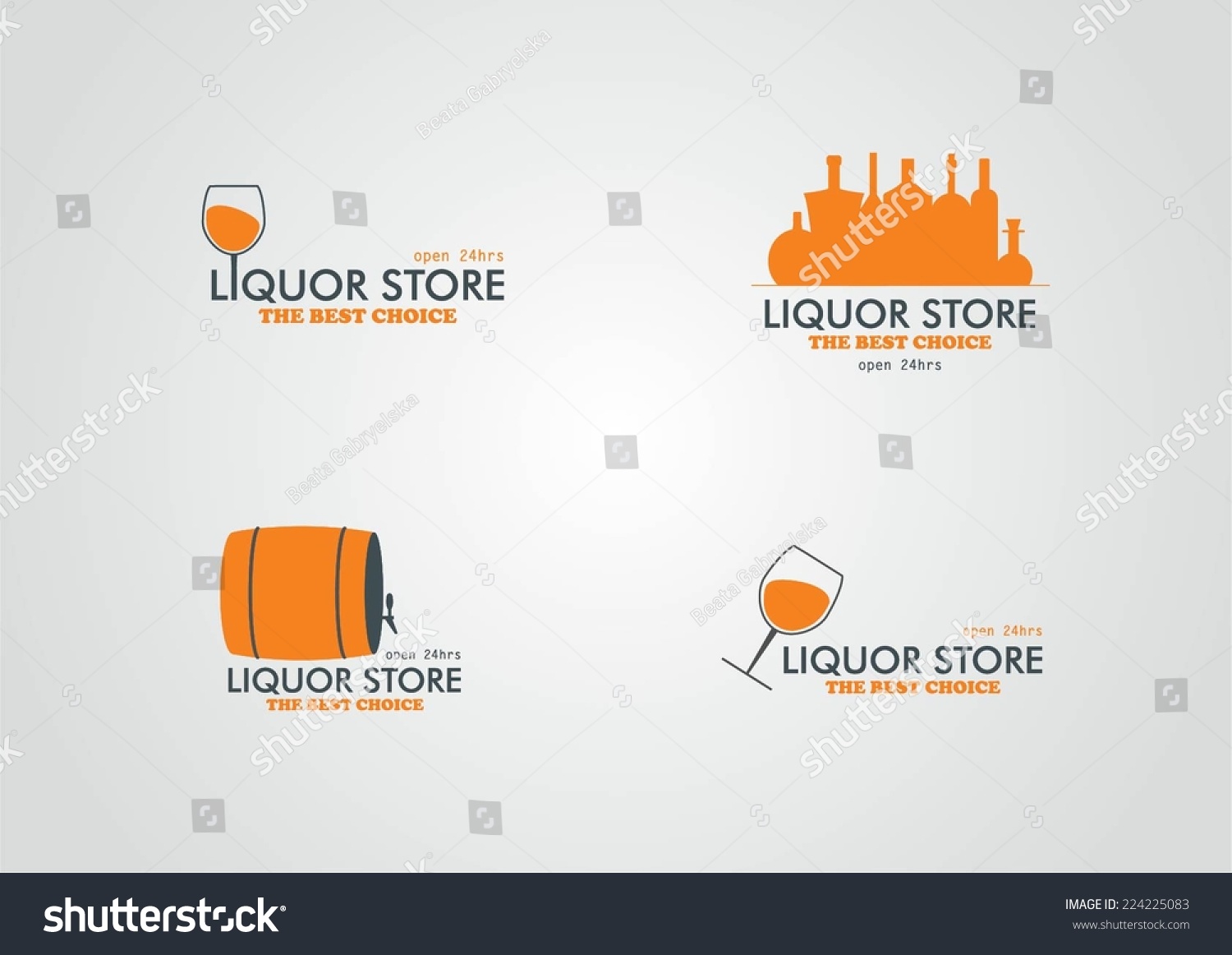 Set Of Liquor Store Logos Stock Vector Illustration