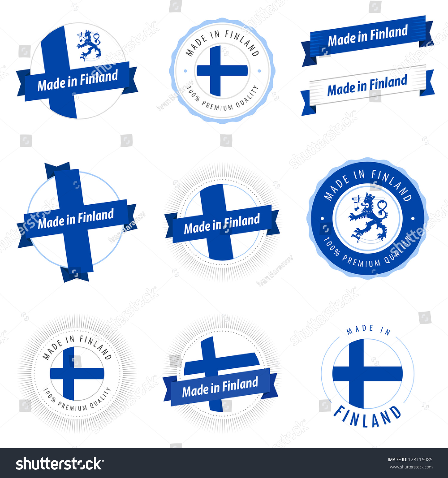 Set Made Finland Labels Ribbons Stock Vector 128116085 - Shutterstock