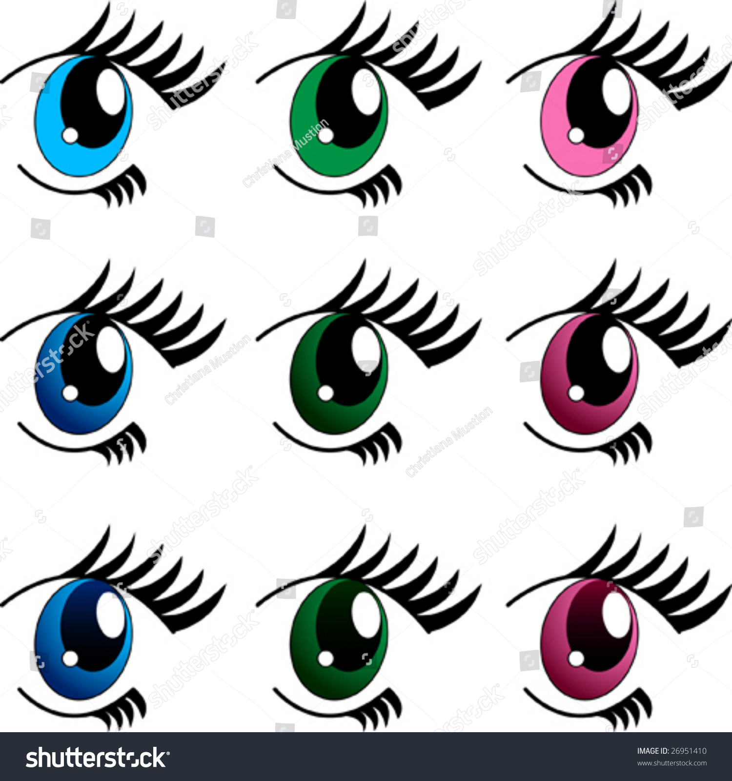 Set Of 9 Manga Eyes Stock Vector Illustration 26951410 : Shutterstock