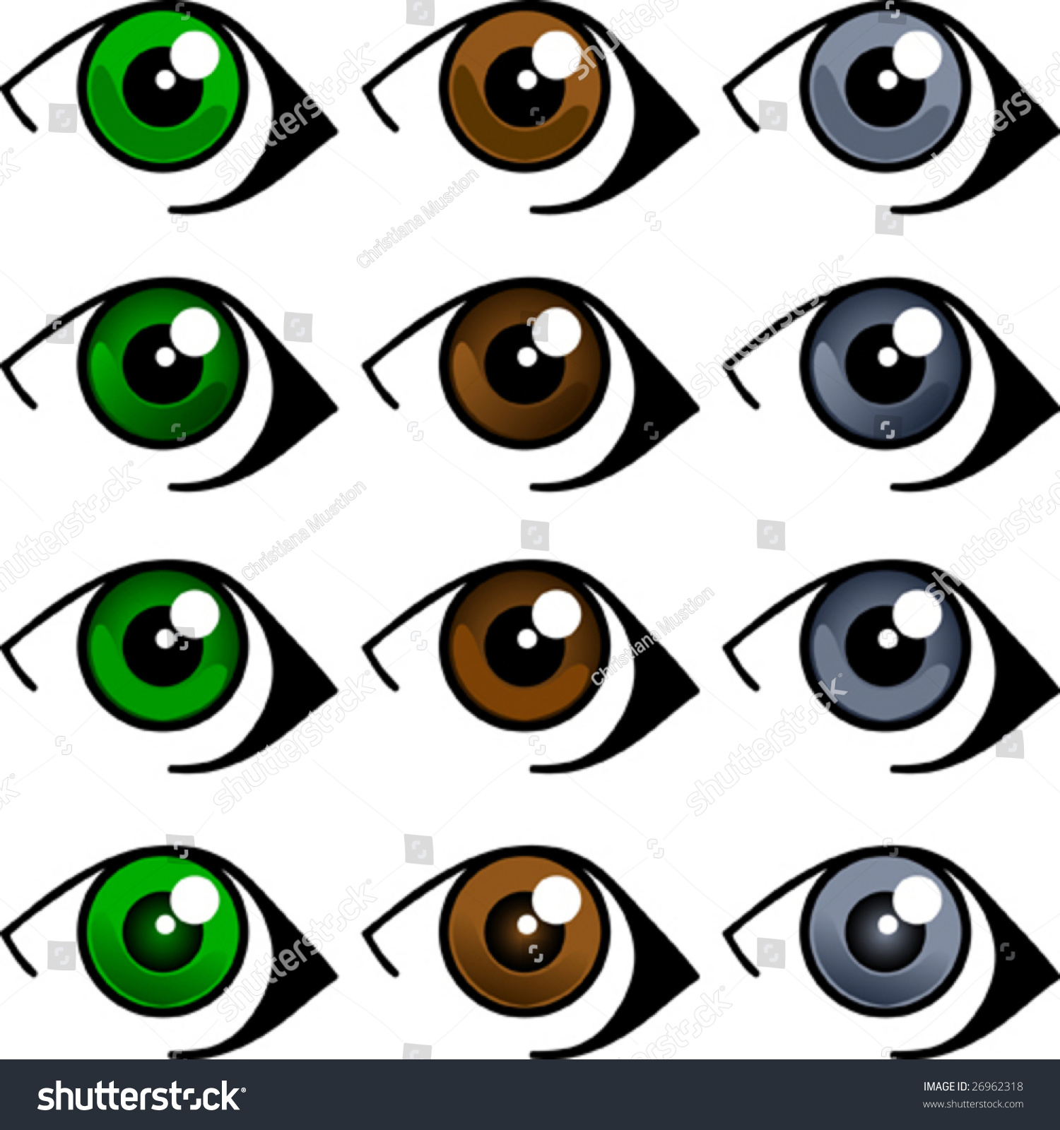 Set Of 12 Manga Eyes Stock Vector Illustration 26962318 : Shutterstock