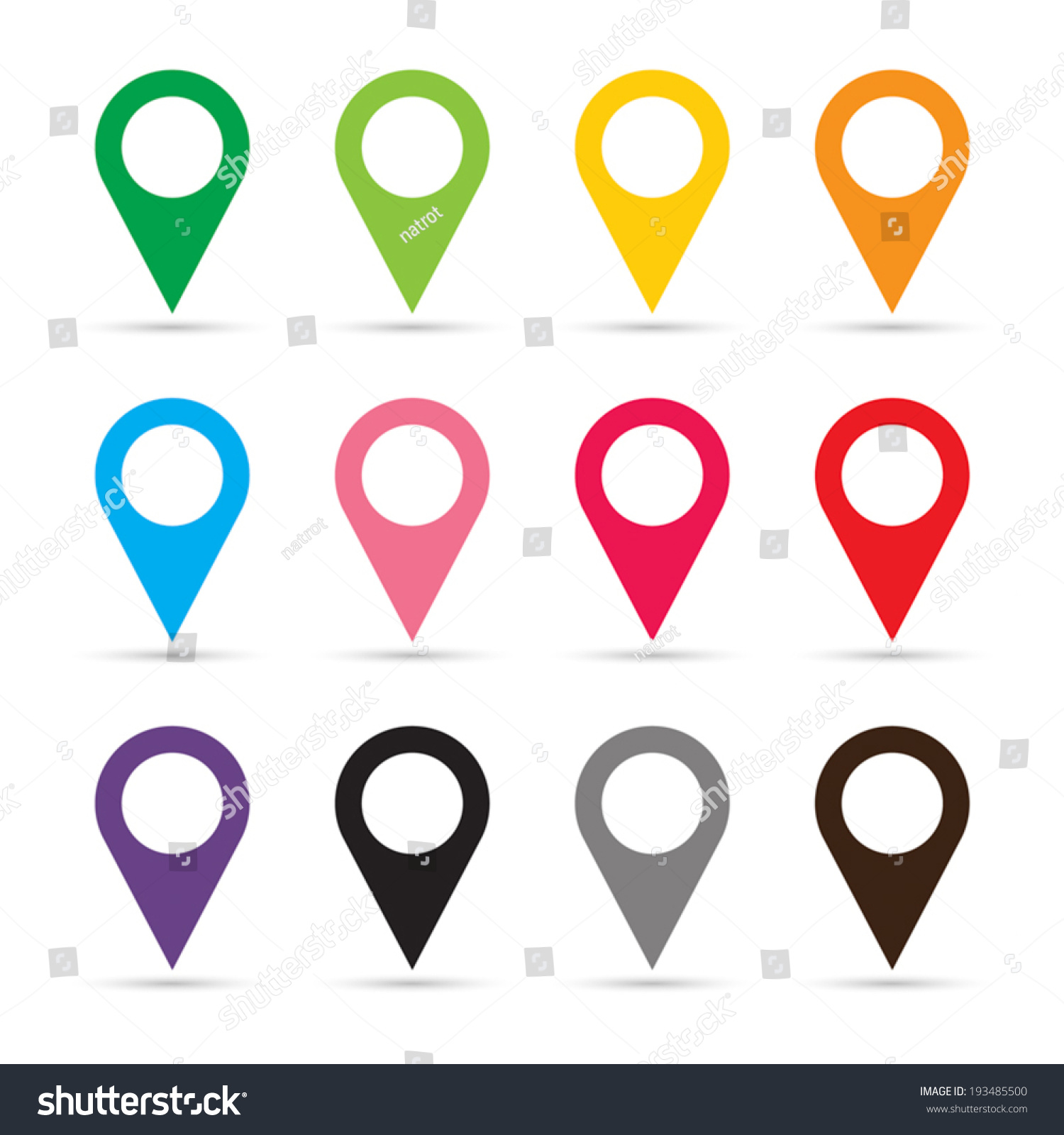 Set Of Map Pointers - Vector - 193485500 : Shutterstock