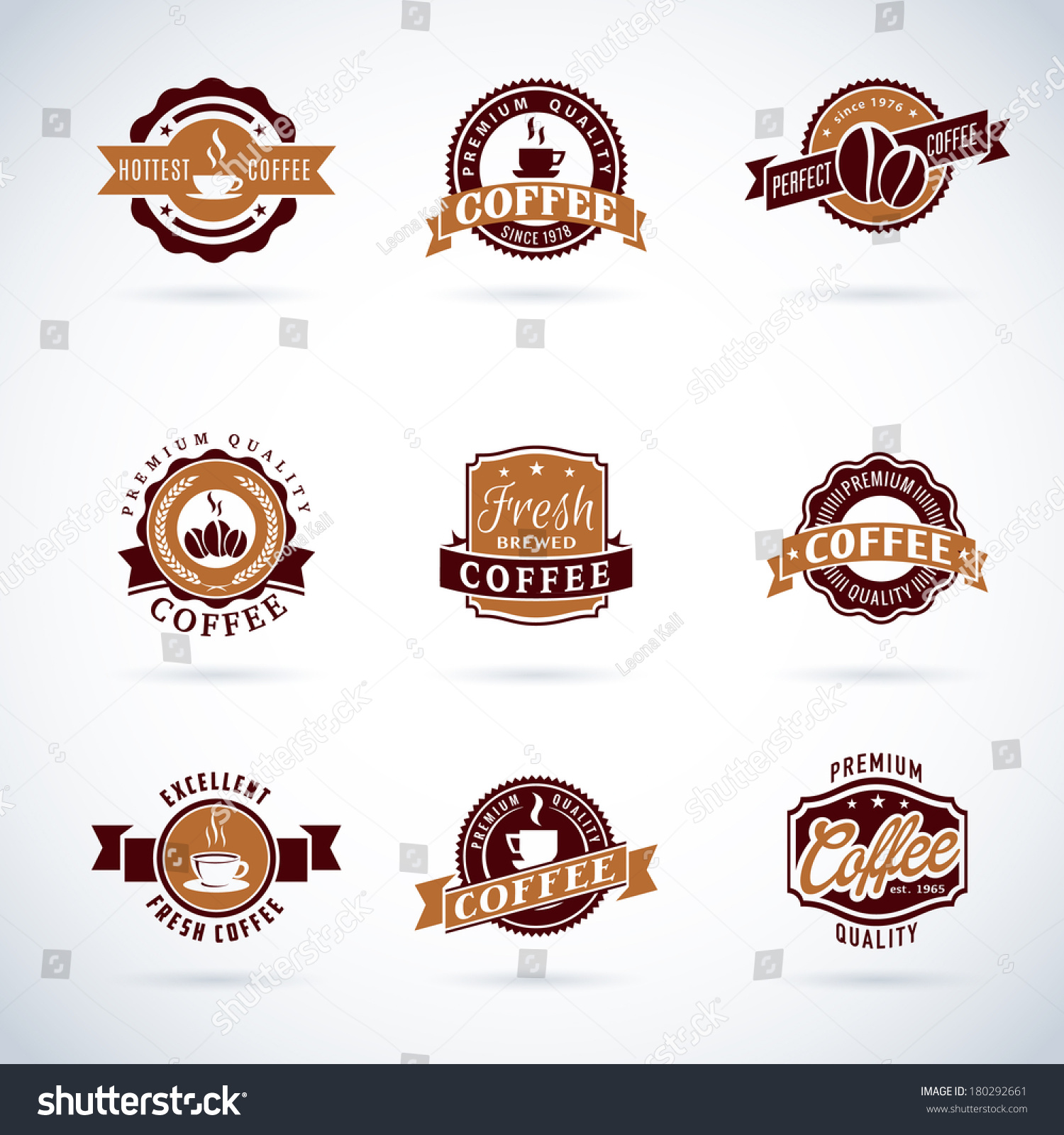 Set Modern Vector Coffee Badges Labels Stock Vector