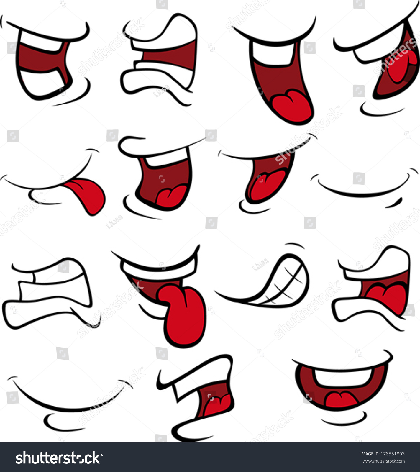 Set Mouths Cartoon Stock Vector 178551803 - Shutterstock